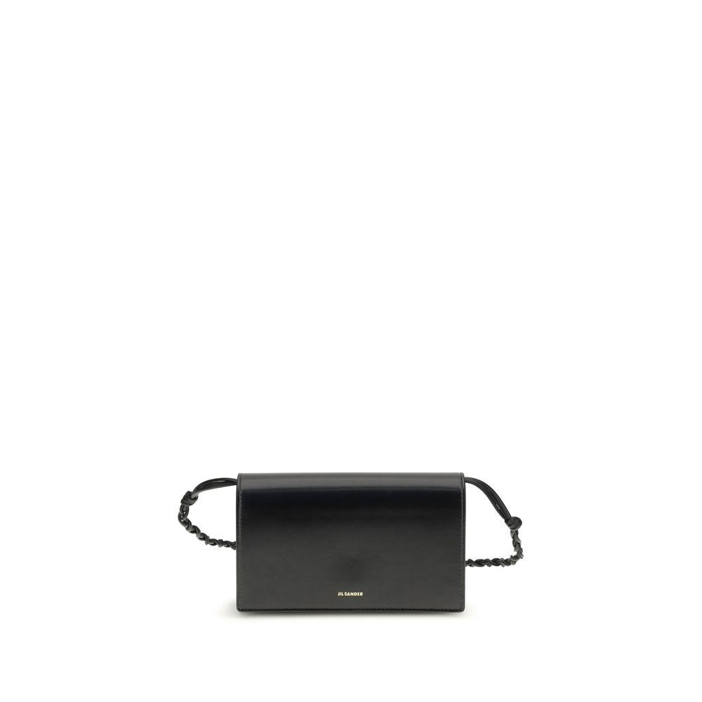 Jil Sander Schwarzes Kalbsleder Bos Taurus Portemonnaie