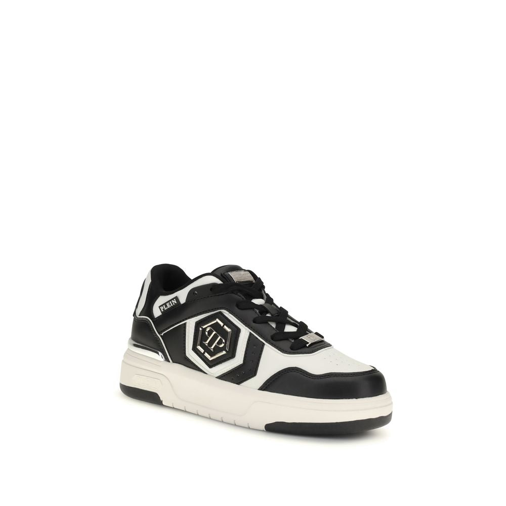 Philipp Plein Schwarze Bos Taurus Kalbsleder Sneaker