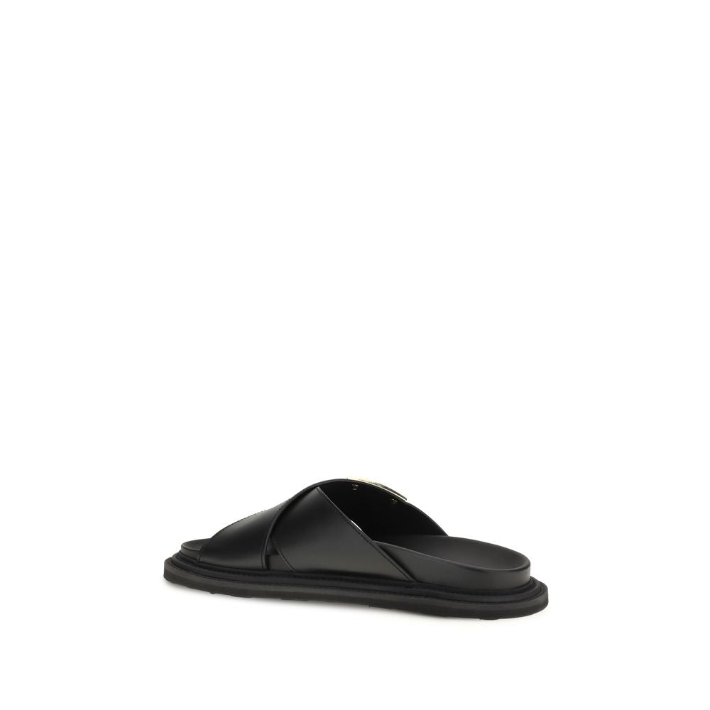 Moschino Schwarze Bos Taurus Kalbsleder-Sandalen