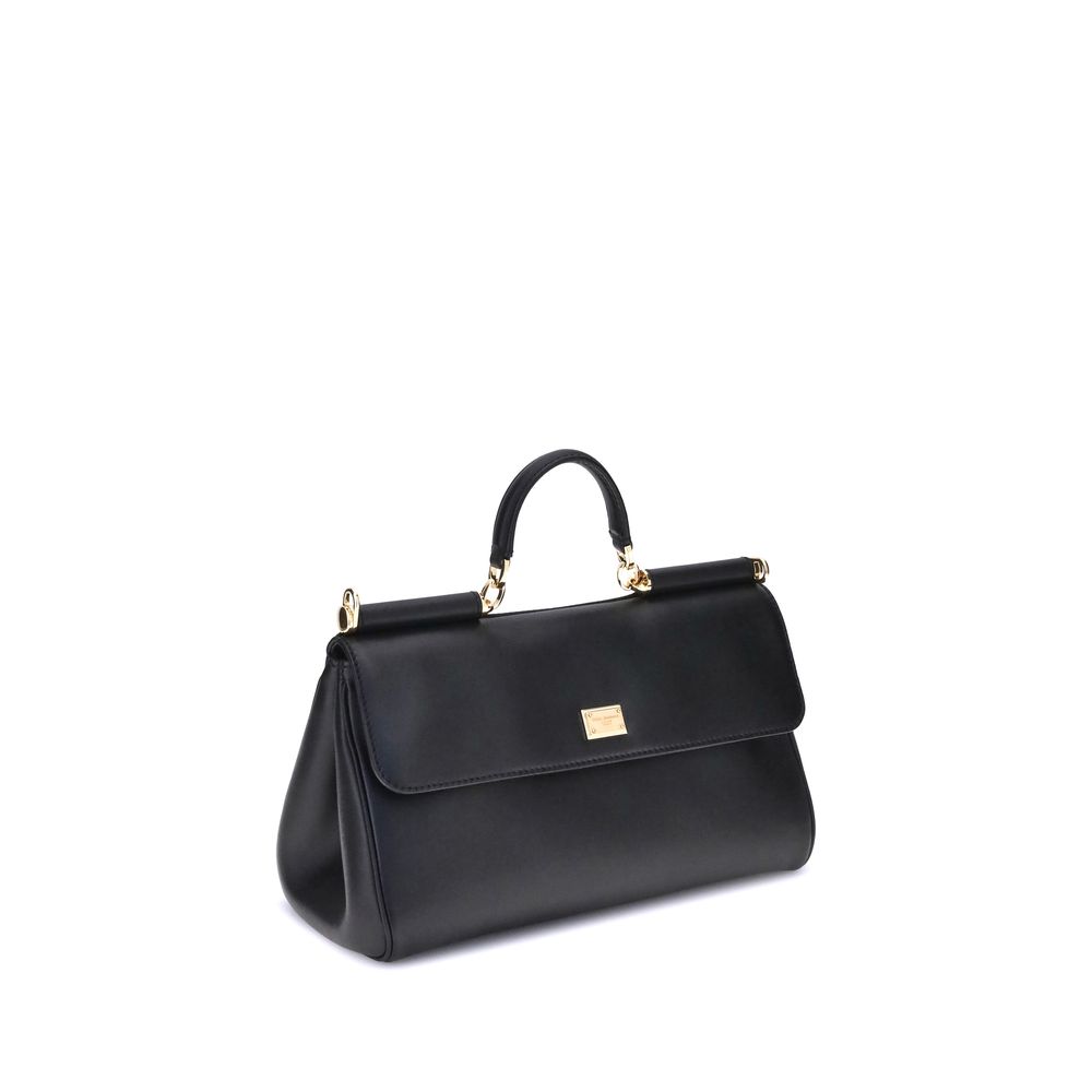 Dolce & Gabbana Schwarze Bos Taurus Kalbsleder Schultertasche