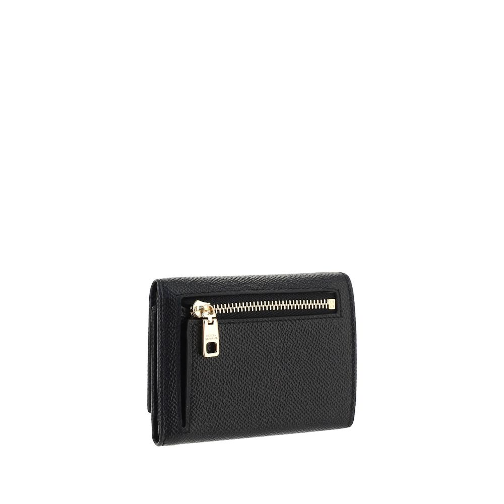 Dolce & Gabbana Schwarzes Kalbsleder Bos Taurus Portemonnaie