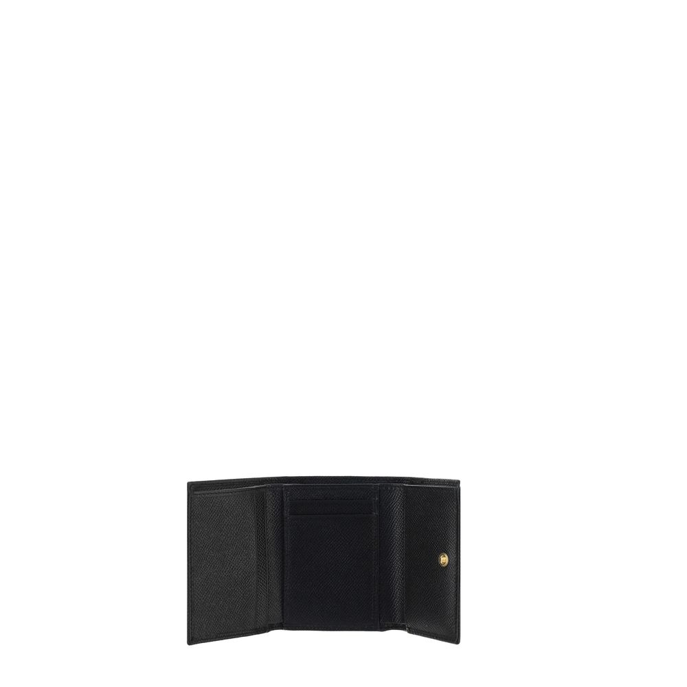 Dolce & Gabbana Schwarzes Kalbsleder Bos Taurus Portemonnaie