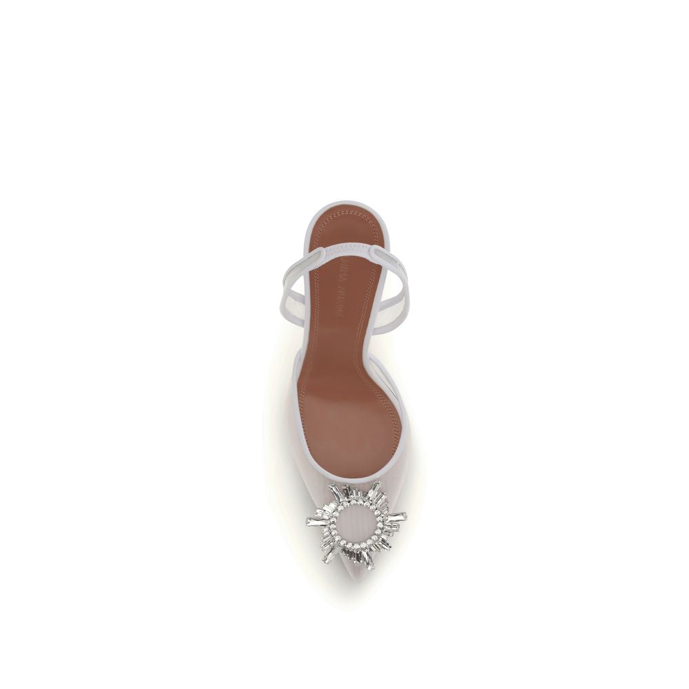 Amina Muaddi Weiße Plateau-Pumps aus Polyester