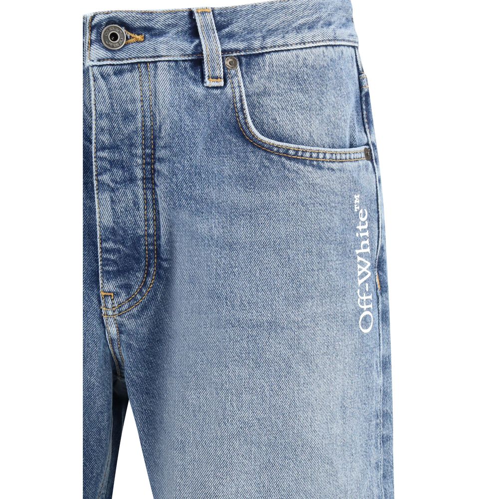 Off-White Blaue Baumwolljeans im Relaxed Fit
