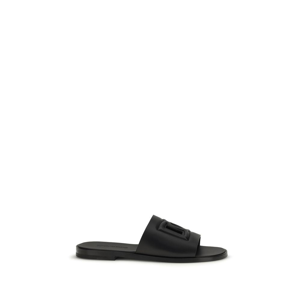 Dolce & Gabbana Schwarze Bos Taurus Sandalen aus Kalbsleder