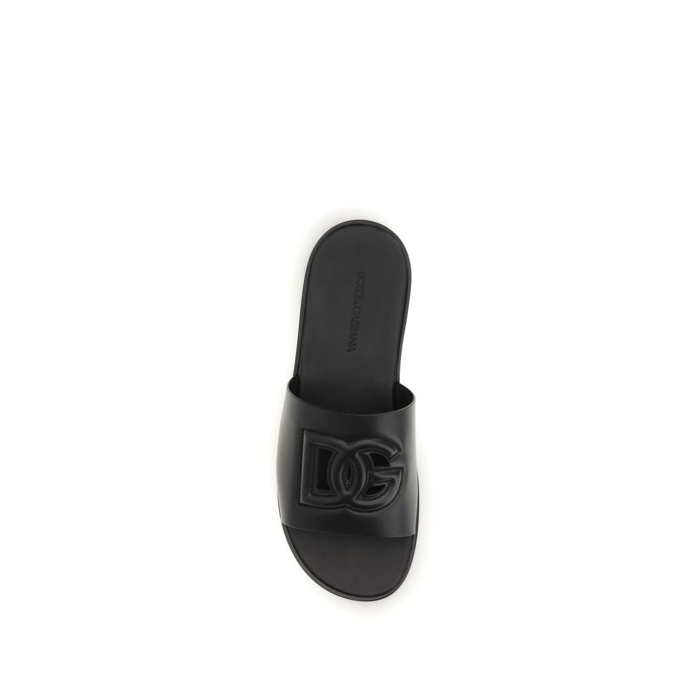 Dolce & Gabbana Schwarze Bos Taurus Sandalen aus Kalbsleder