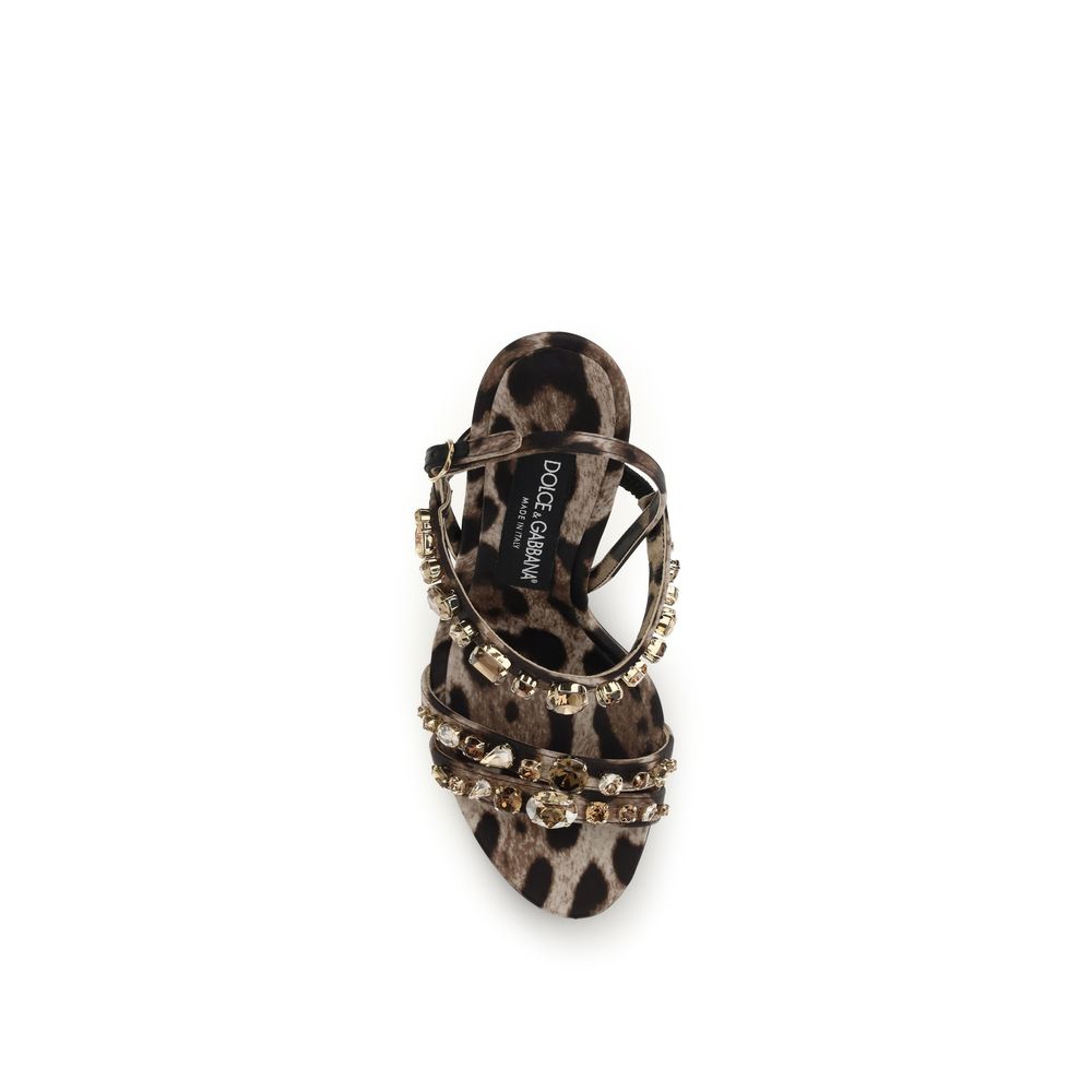 Dolce & Gabbana Braune Stoff-Stiletto-Sandalen