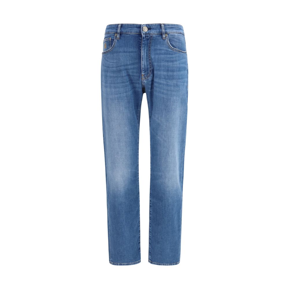 MooRER Blaue Jeans aus Baumwolle im geraden Schnitt