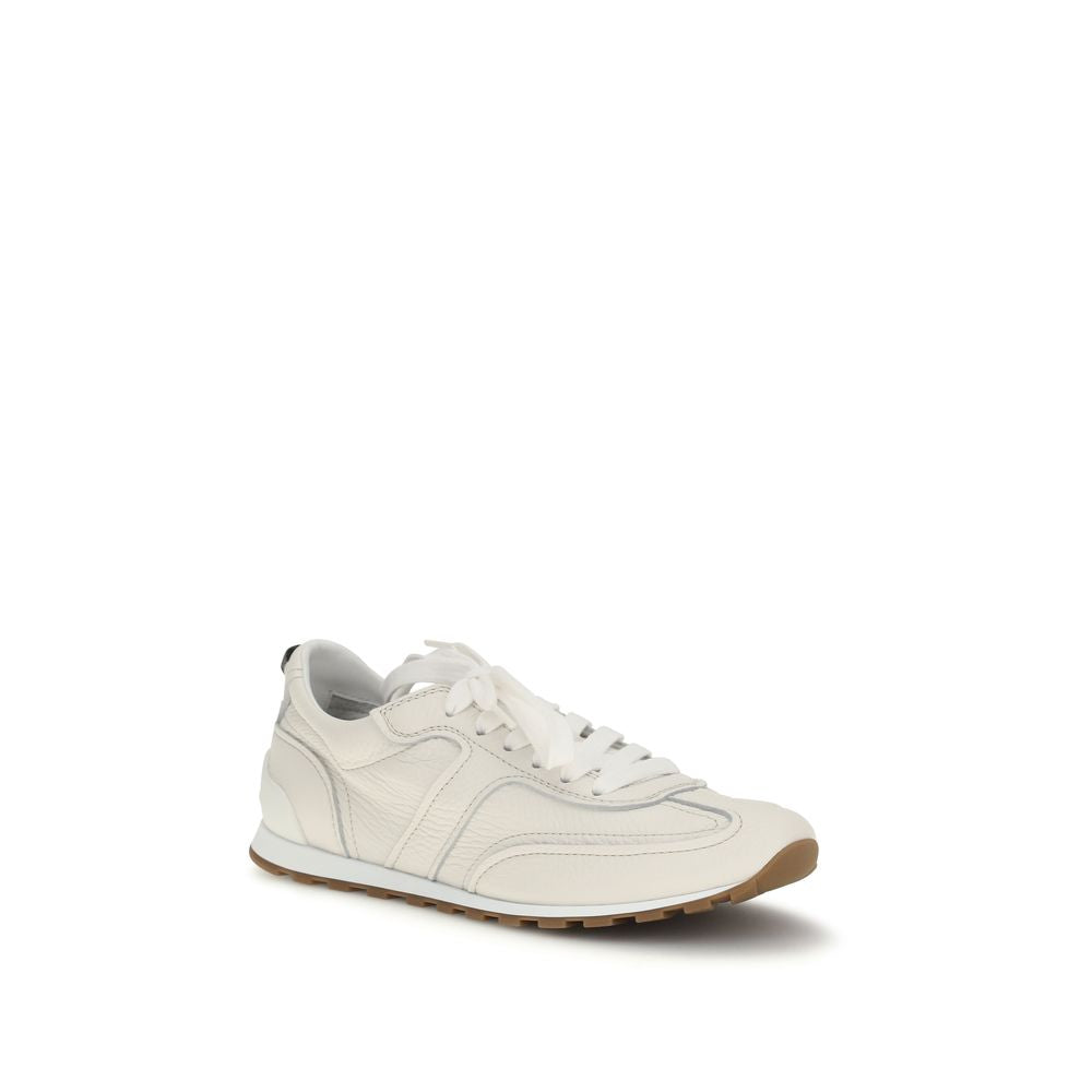 Brunello Cucinelli Weiße Low-Top-Sneaker aus Kalbsleder Bos Taurus