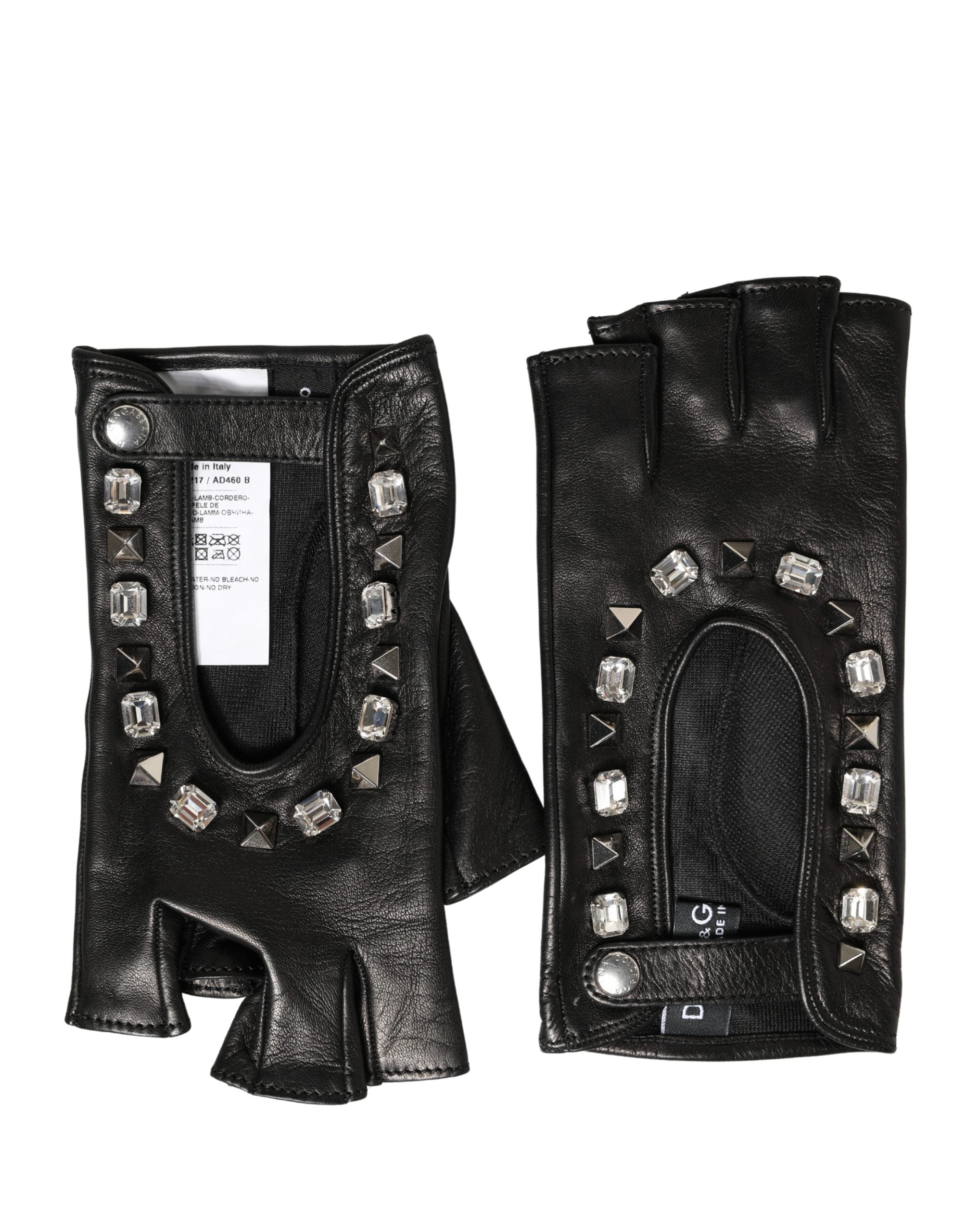Dolce & Gabbana Damen-Fäustlinge Schwarz mit Verzierungen, Handgelenklänge