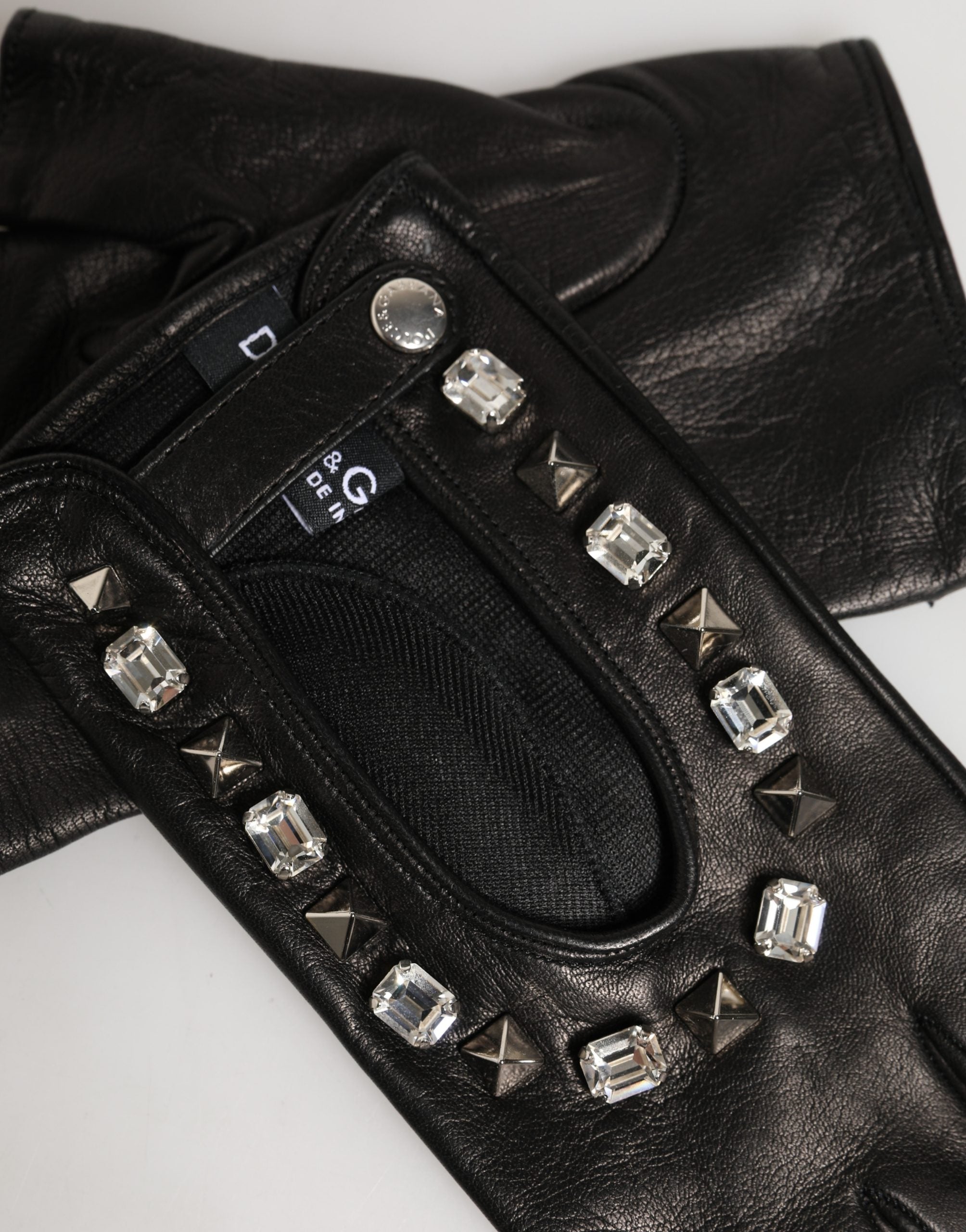 Dolce & Gabbana Damen-Fäustlinge Schwarz mit Verzierungen, Handgelenklänge