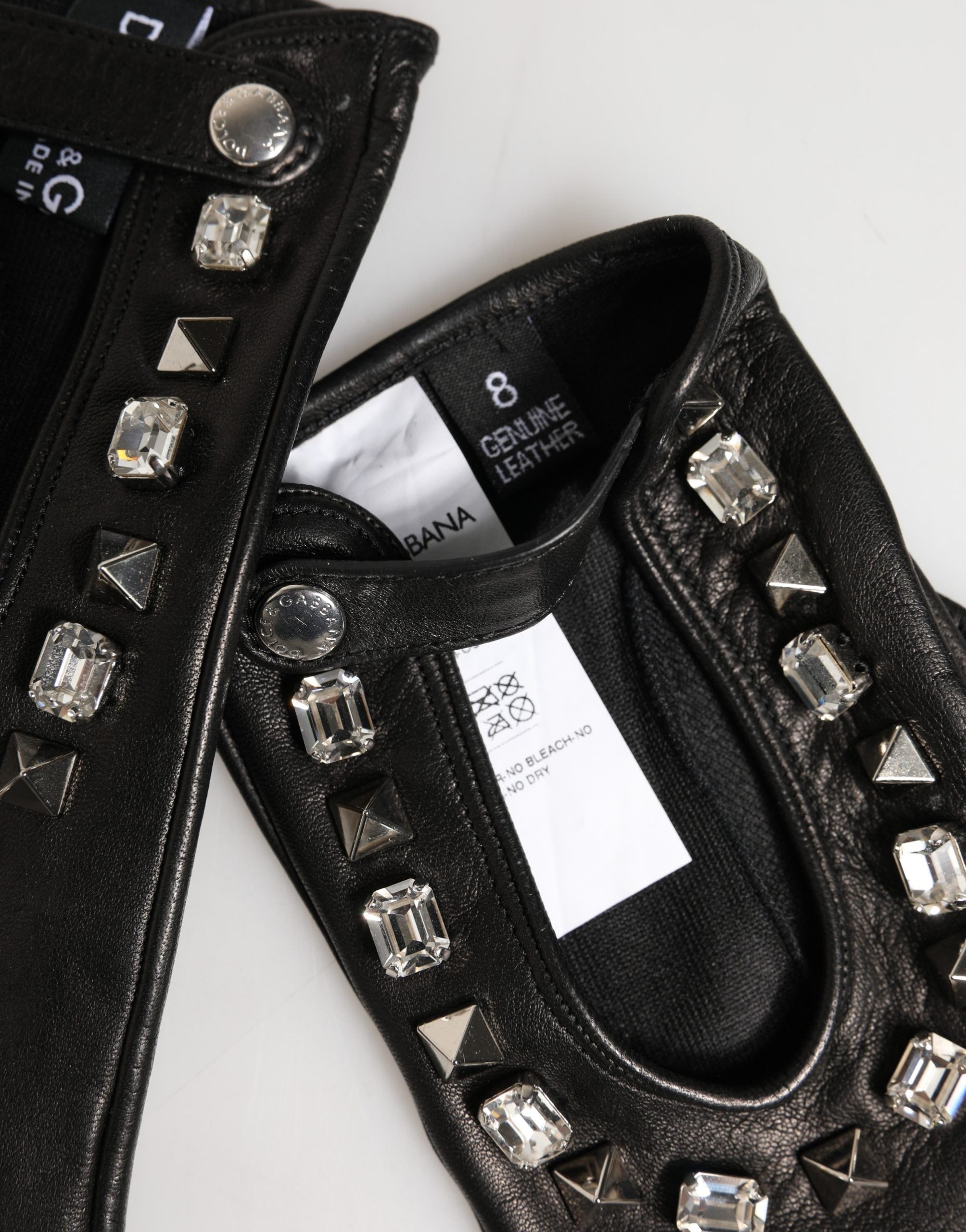 Dolce & Gabbana Damen-Fäustlinge Schwarz mit Verzierungen, Handgelenklänge