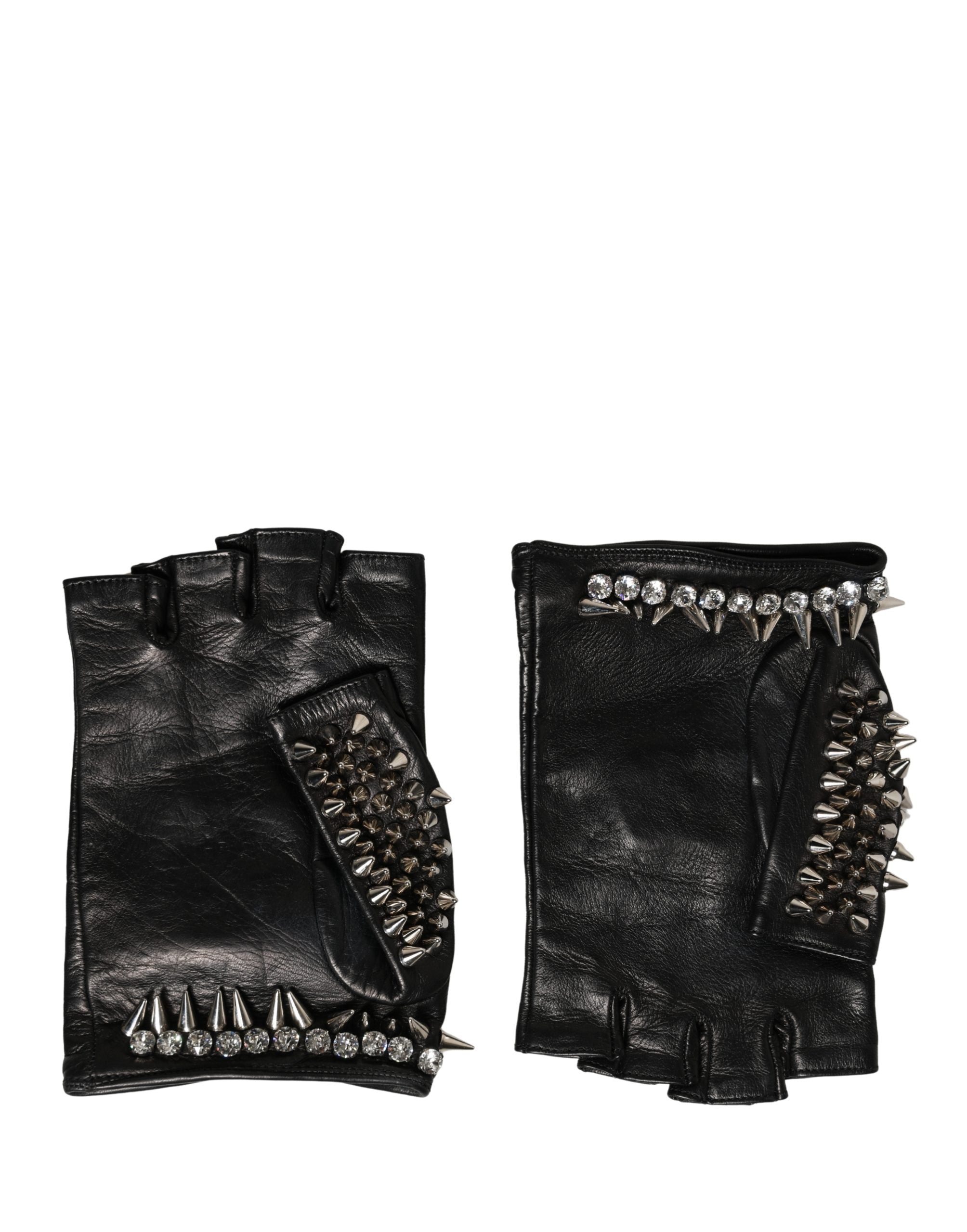 Dolce & Gabbana Damen-Fäustlinge Schwarz mit Verzierungen, Handgelenklänge