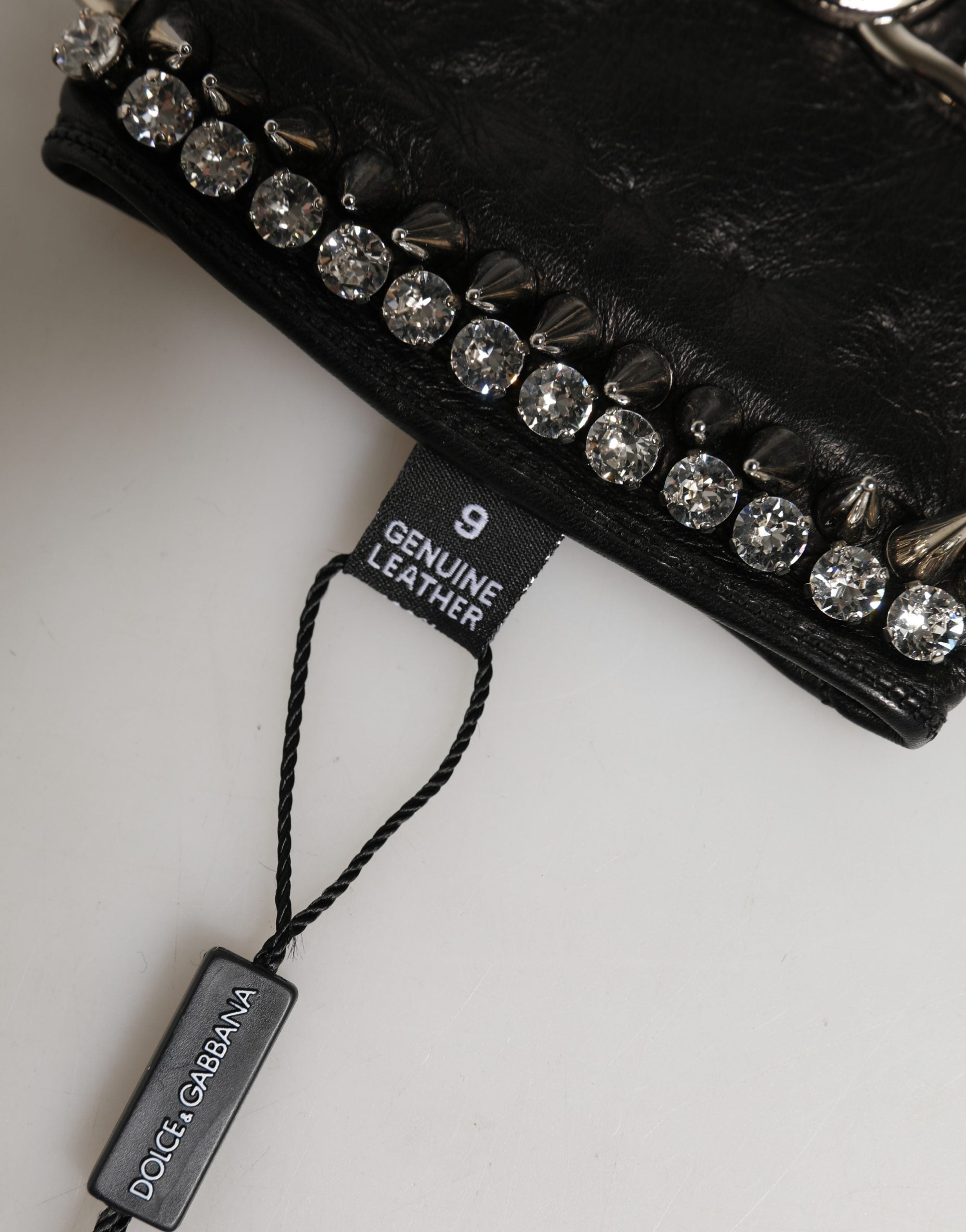 Dolce & Gabbana Damen-Fäustlinge Schwarz mit Verzierungen, Handgelenklänge