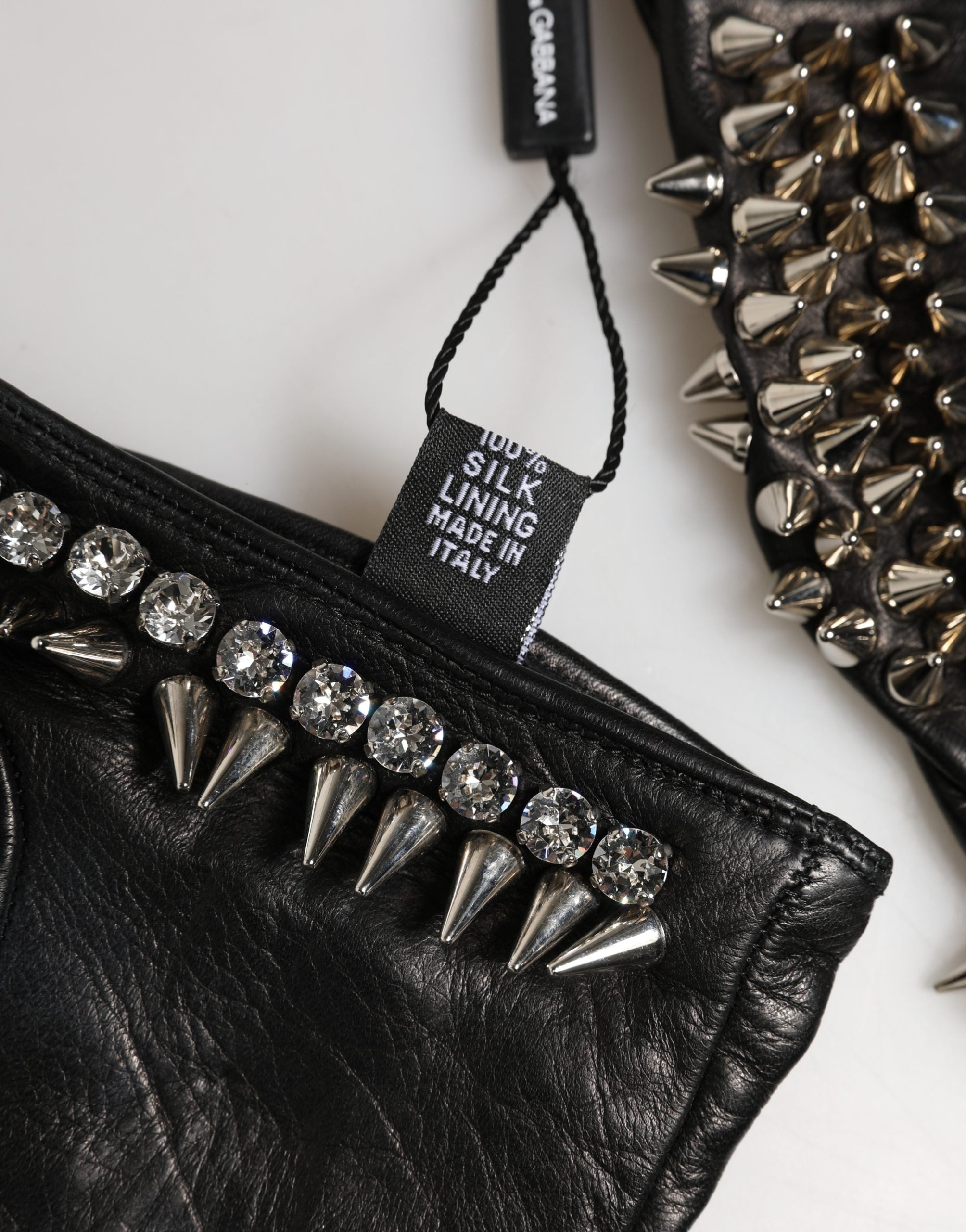 Dolce & Gabbana Damen-Fäustlinge Schwarz mit Verzierungen, Handgelenklänge