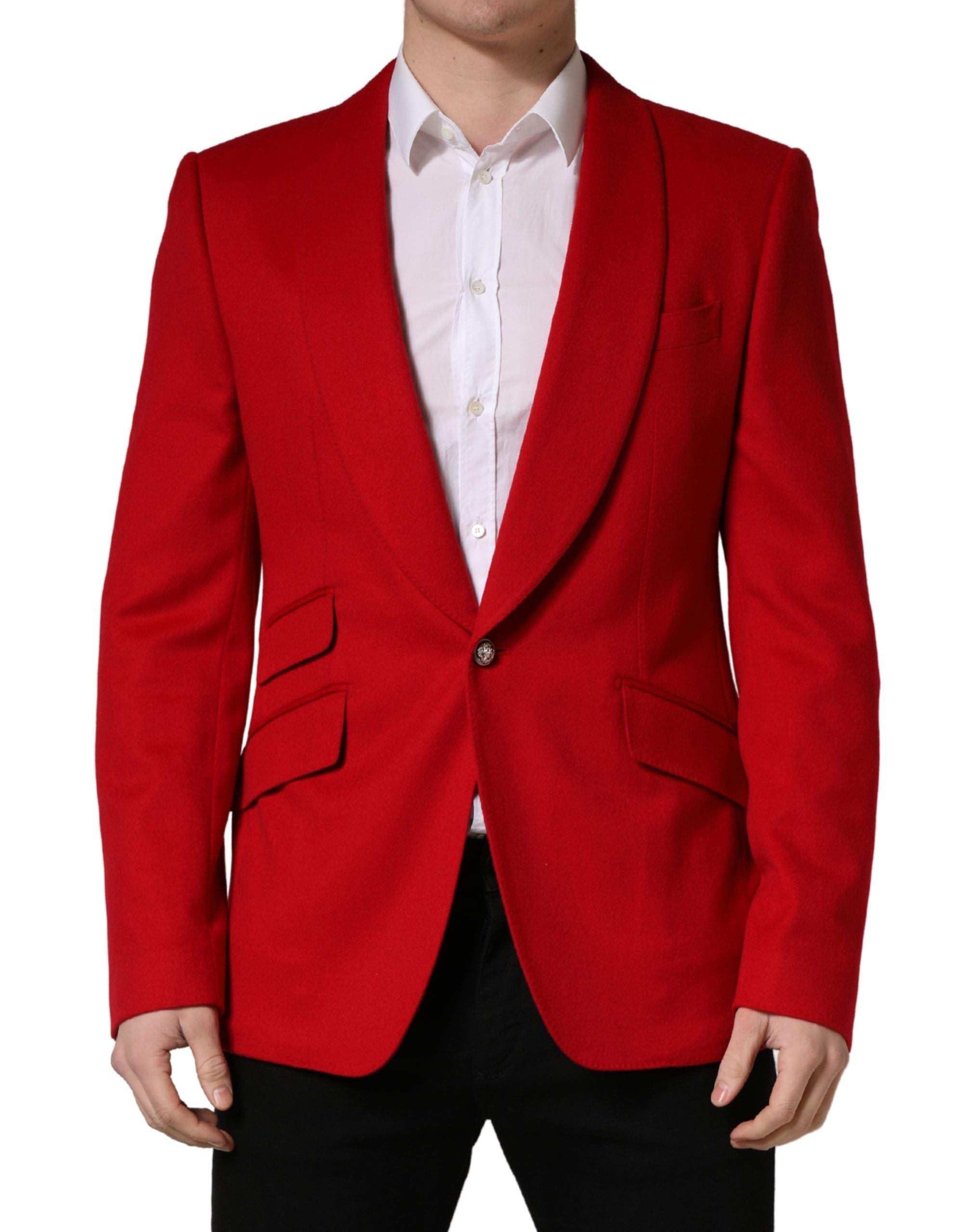 Dolce & Gabbana Roter Kaschmir-Sakko mit einem Knopf