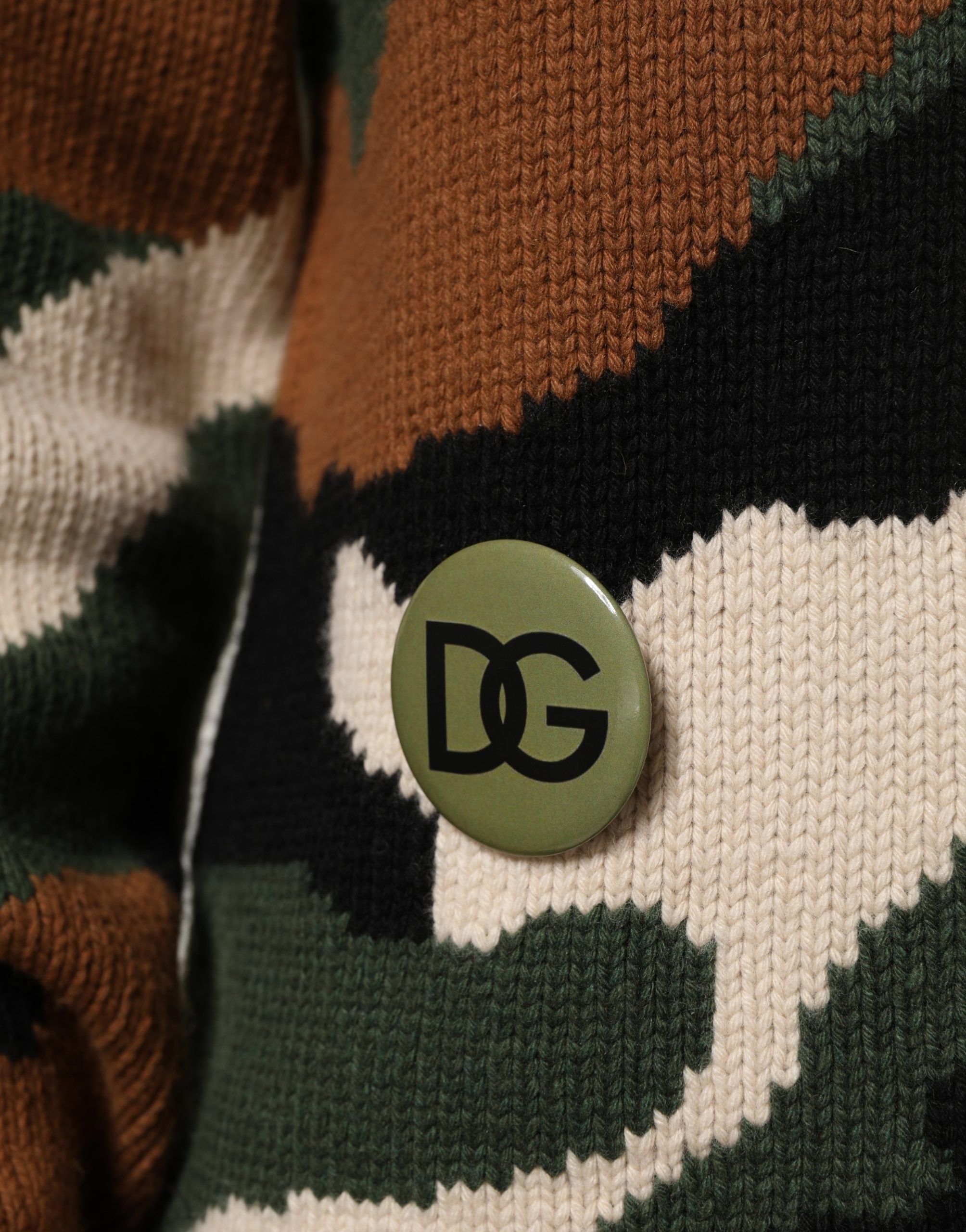 Dolce & Gabbana Pullover-Pullover aus mehrfarbigem Intarsienstrick mit Camouflage-Muster