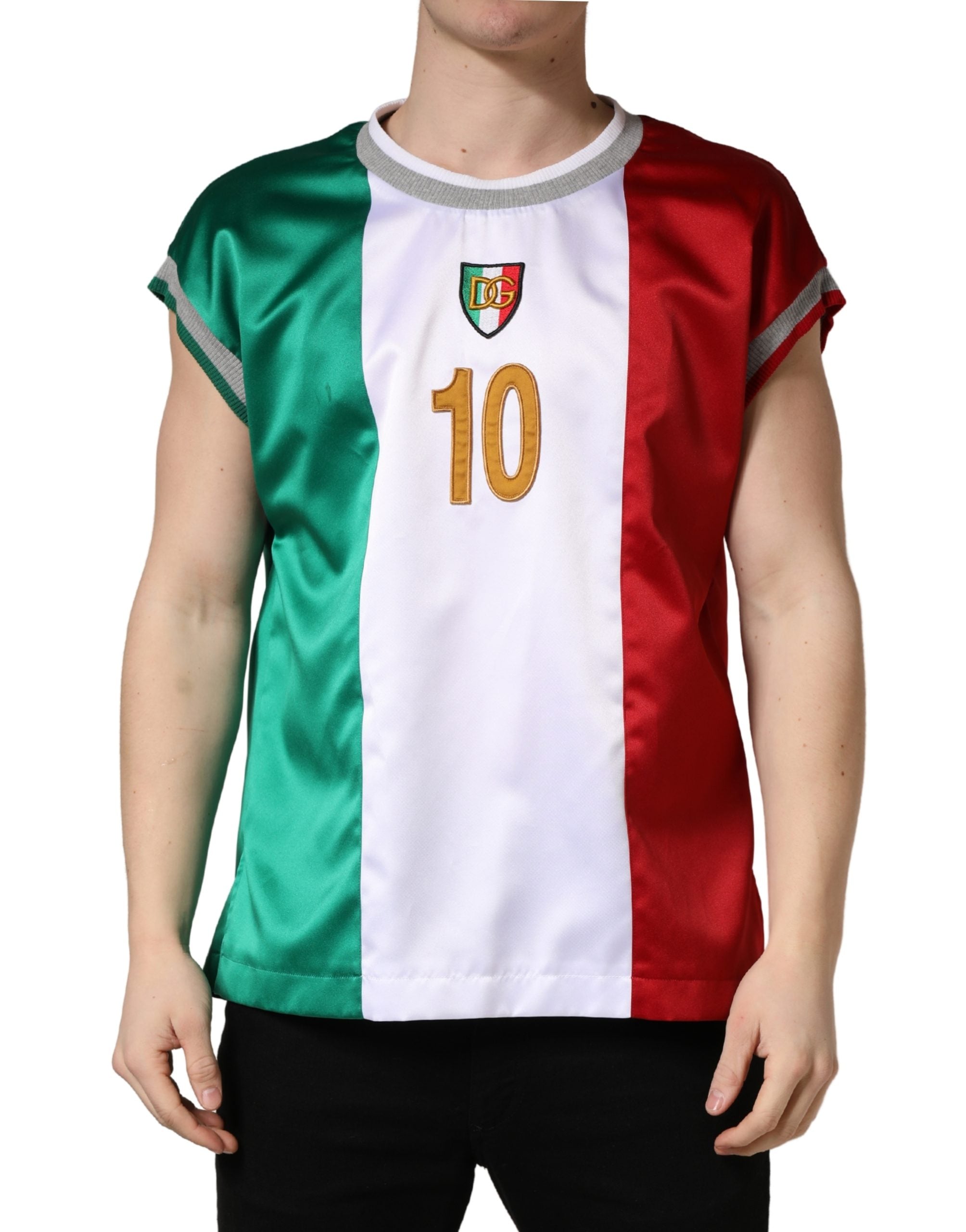 Dolce & Gabbana Mehrfarbiges Italia DG Logo Satin-Tanktop