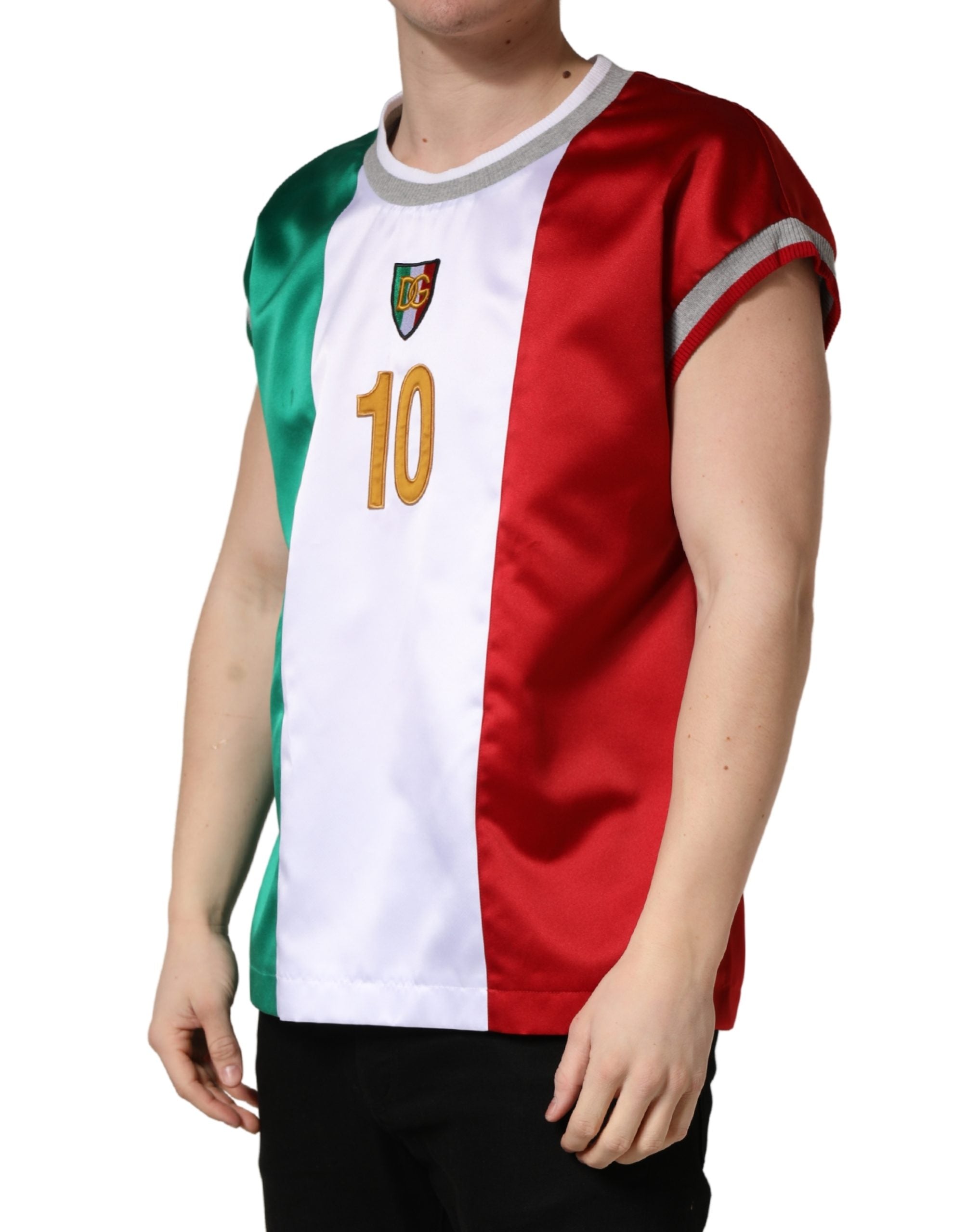 Dolce & Gabbana Mehrfarbiges Italia DG Logo Satin-Tanktop