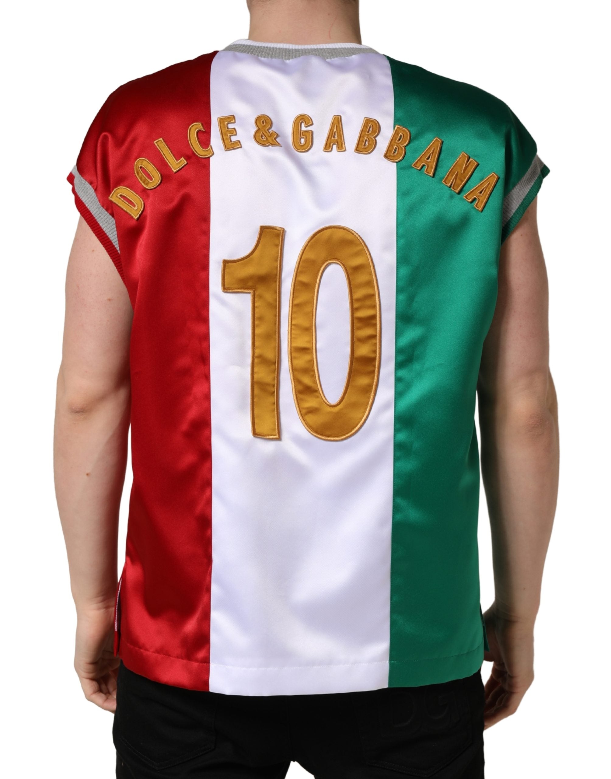 Dolce & Gabbana Mehrfarbiges Italia DG Logo Satin-Tanktop