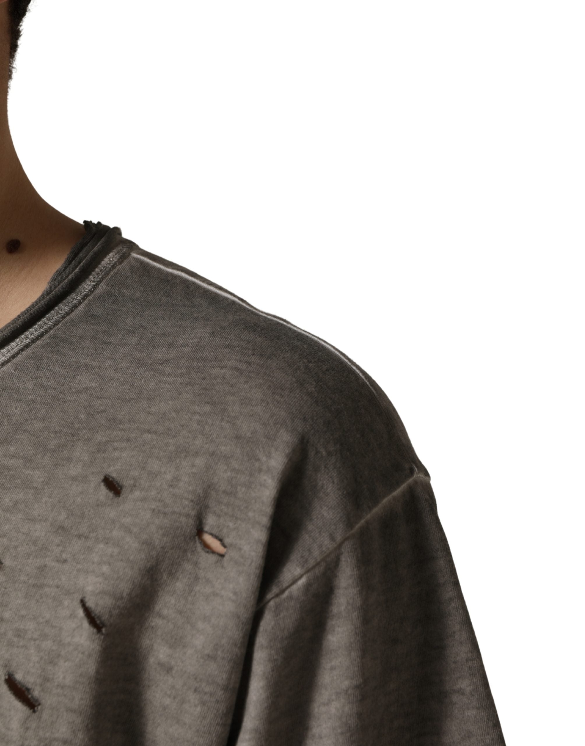 Dolce & Gabbana Graues DG Logo Print Baumwoll-T-Shirt mit Rundhalsausschnitt