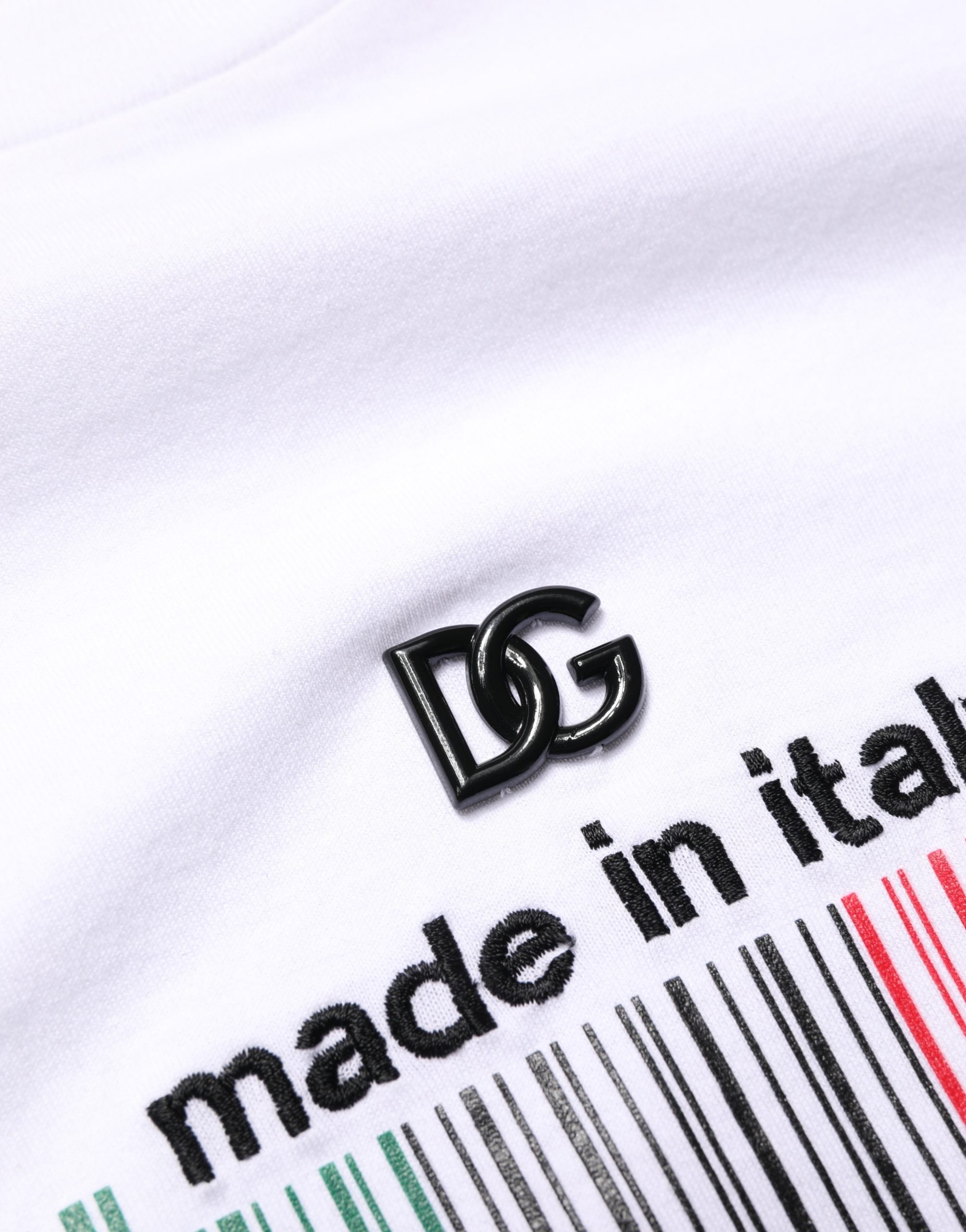 Dolce & Gabbana Weißes Barcode Baumwoll-T-Shirt mit Rundhalsausschnitt für Herren