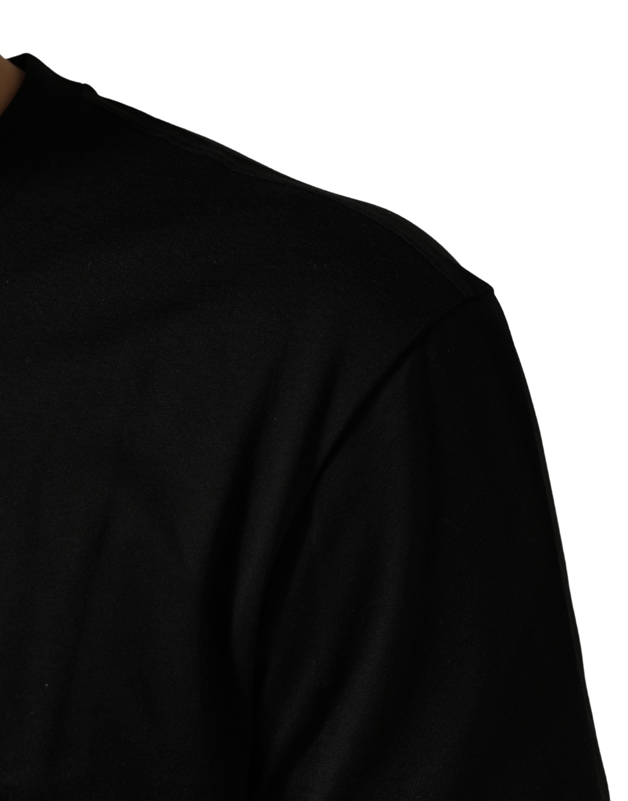Dolce & Gabbana Schwarzes Baumwoll-T-Shirt mit Rundhalsausschnitt und DG-Logo-Print