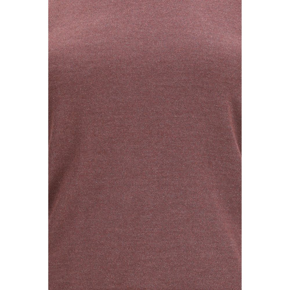 Brunello Cucinelli Ärmelloses Bordeaux-Kaschmir-T-Shirt