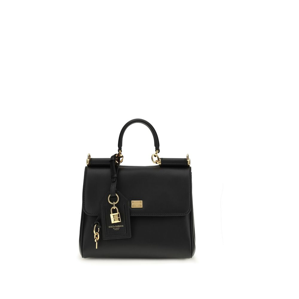 Dolce & Gabbana Schwarze Bos Taurus Kalbsleder Schultertasche