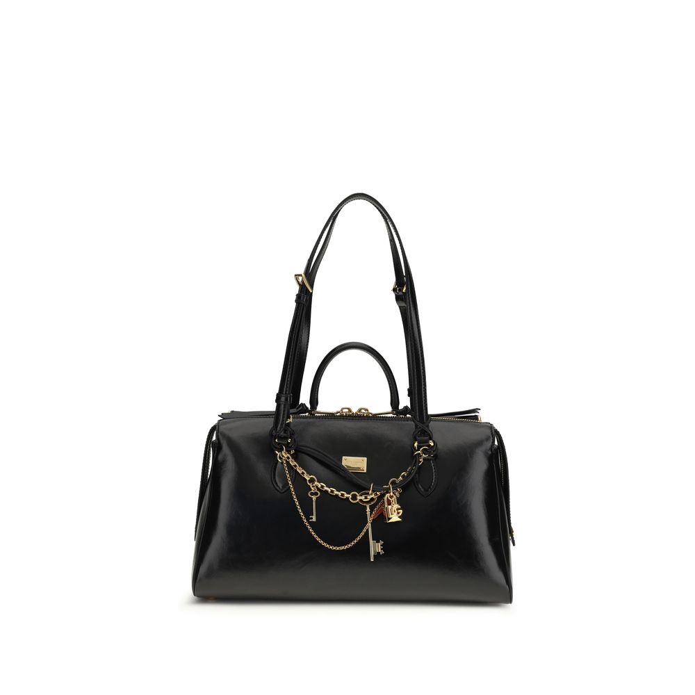 Dolce & Gabbana Schwarze Bos Taurus Kalbsleder Schultertasche