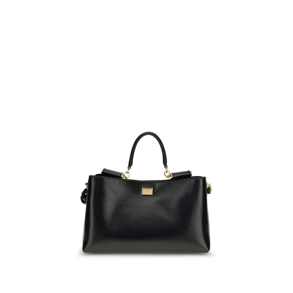 Dolce & Gabbana Schwarze Bos Taurus Kalbsleder Schultertasche