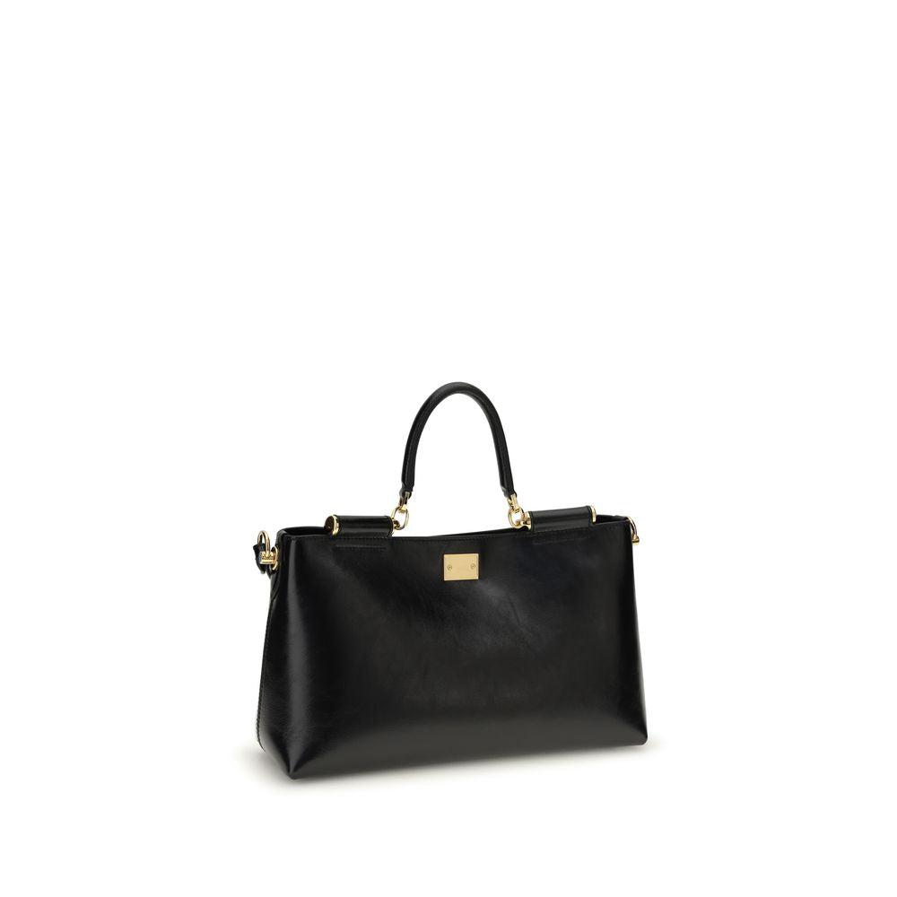 Dolce & Gabbana Schwarze Bos Taurus Kalbsleder Schultertasche