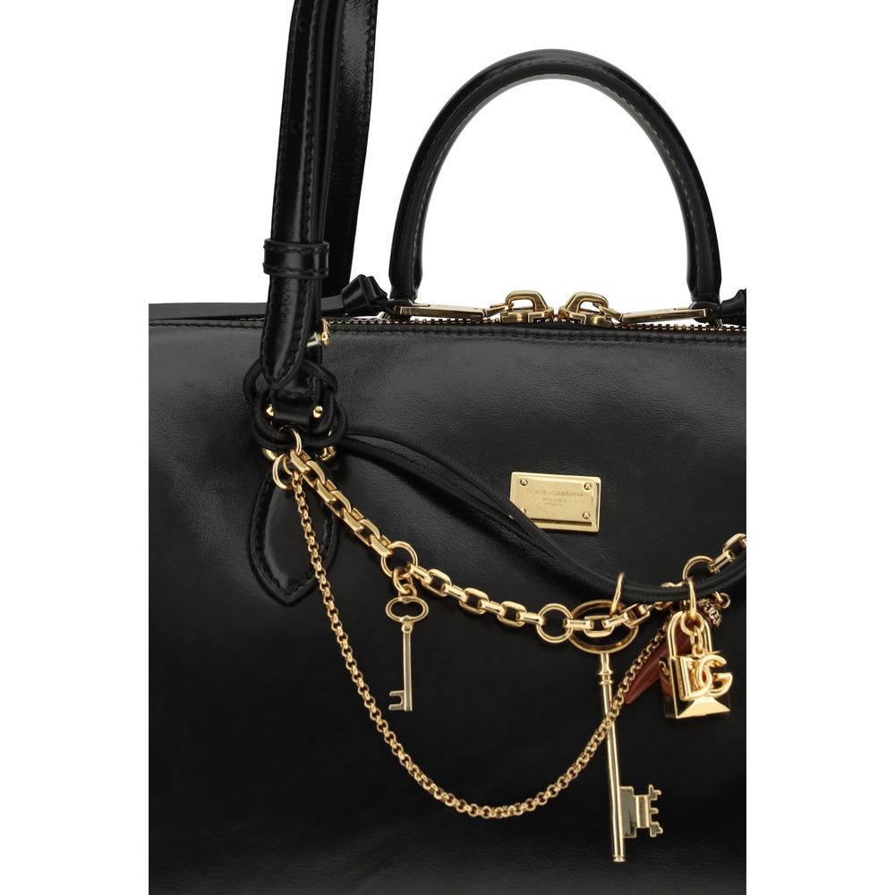 Dolce & Gabbana Schwarze Bos Taurus Kalbsleder Schultertasche
