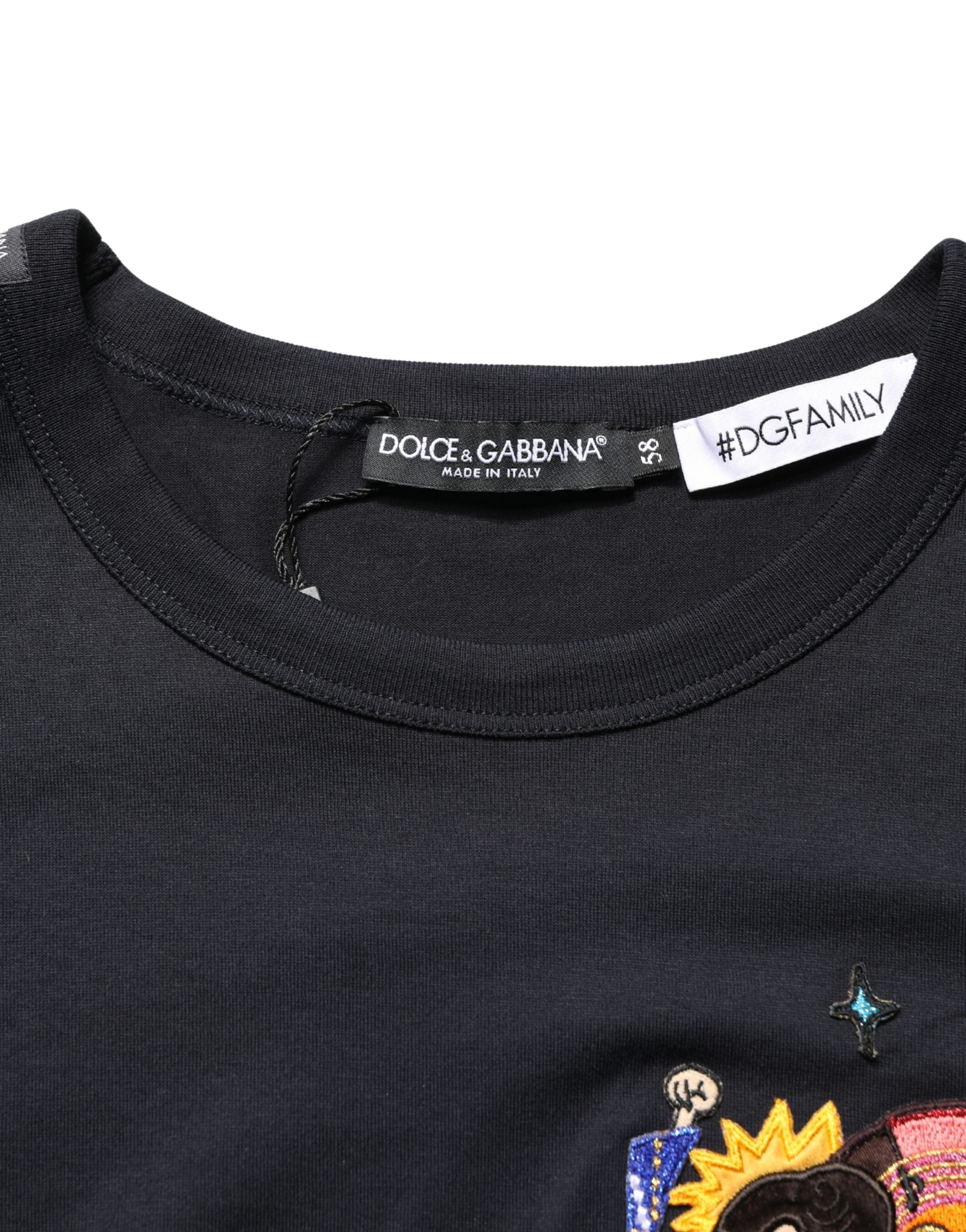 Dolce & Gabbana Schwarzes #DGFAMILY Patch Herren Rundhals-T-Shirt