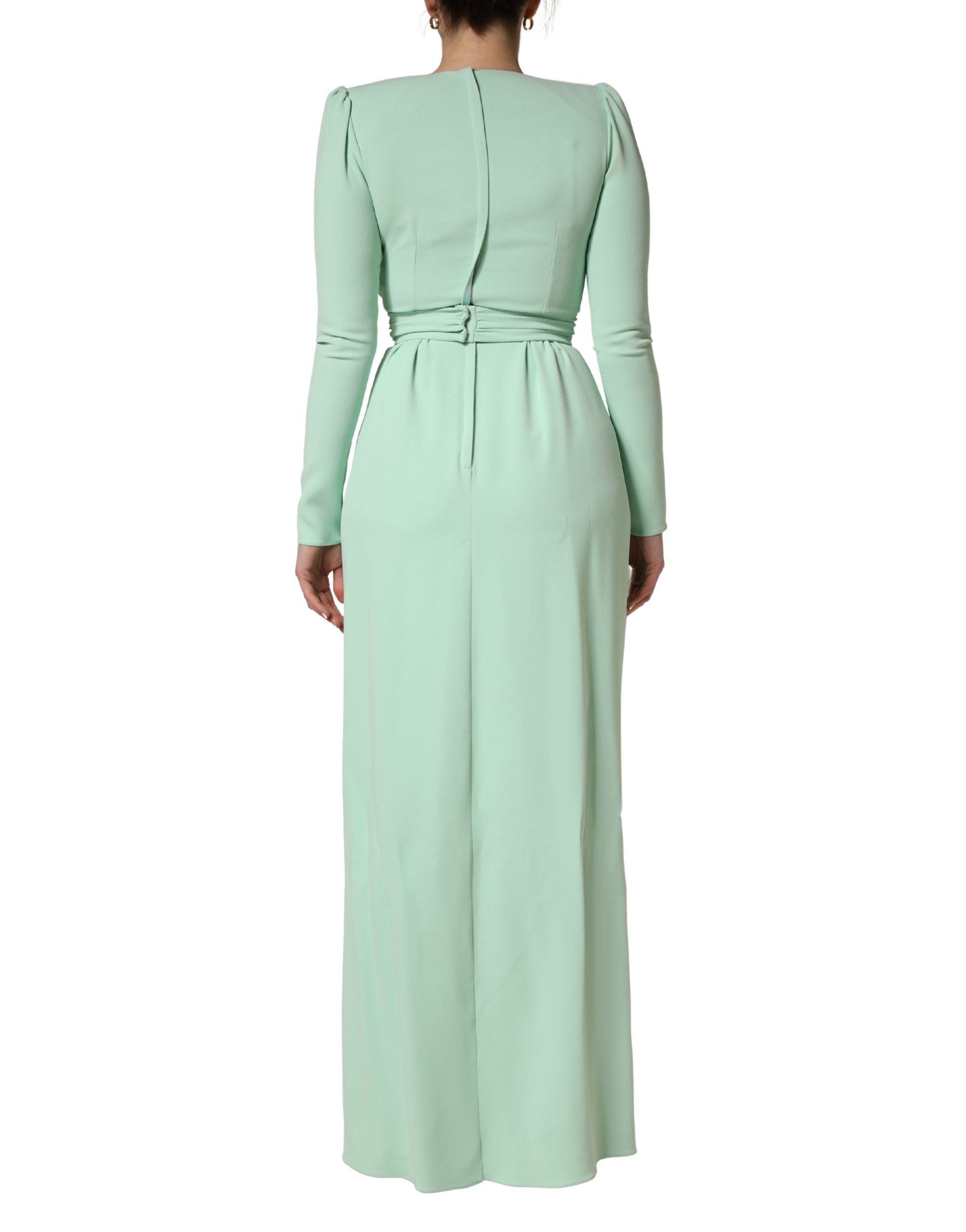 Dolce & Gabbana Langes grünes Kleid aus Viskose mit langen Ärmeln