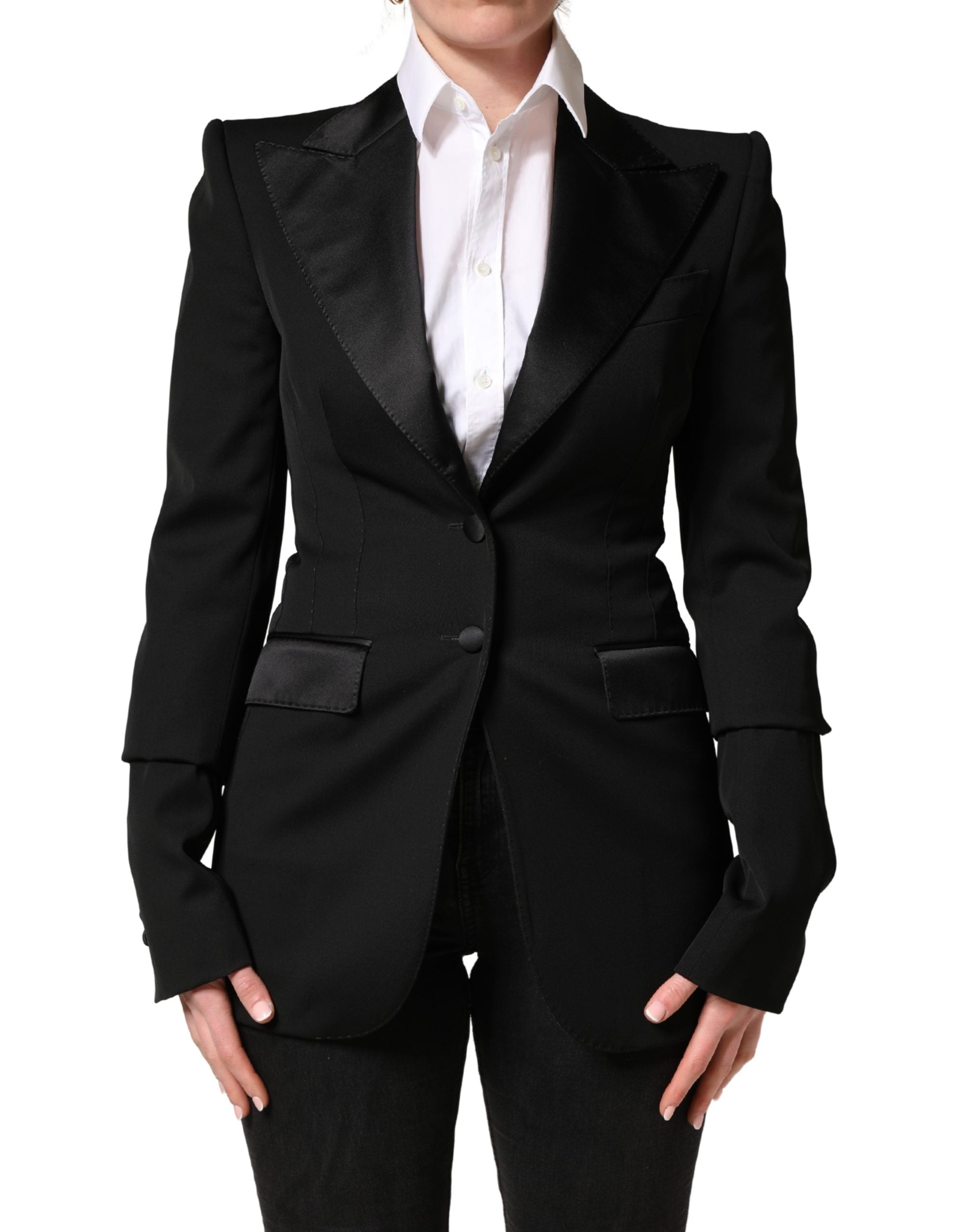 Dolce & Gabbana Schwarzer Woll-Sakko mit Einreiher