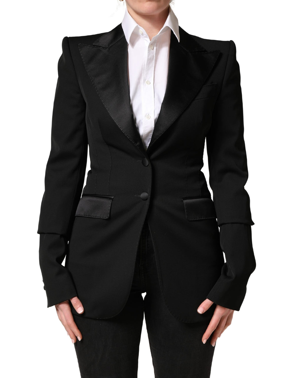 Dolce & Gabbana Schwarzer Woll-Sakko mit Einreiher