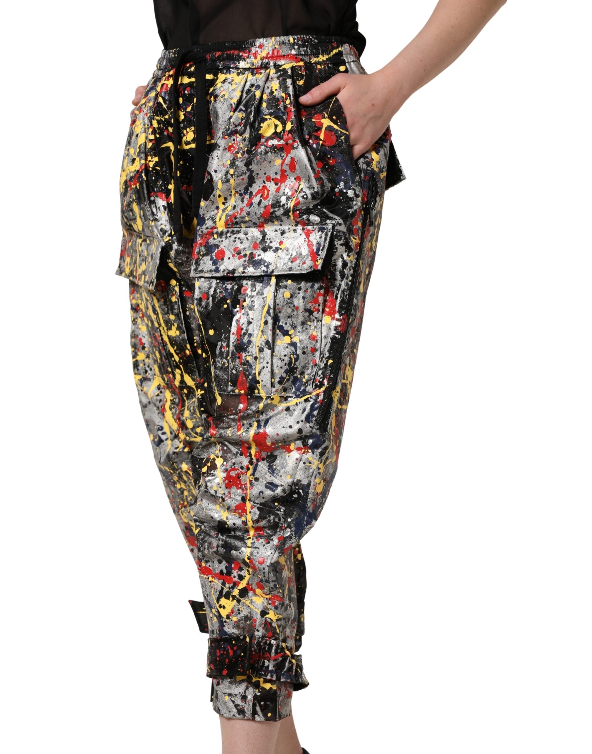 Dolce & Gabbana Schwarze Cargo-Hose mit ColorSplash-Effekt