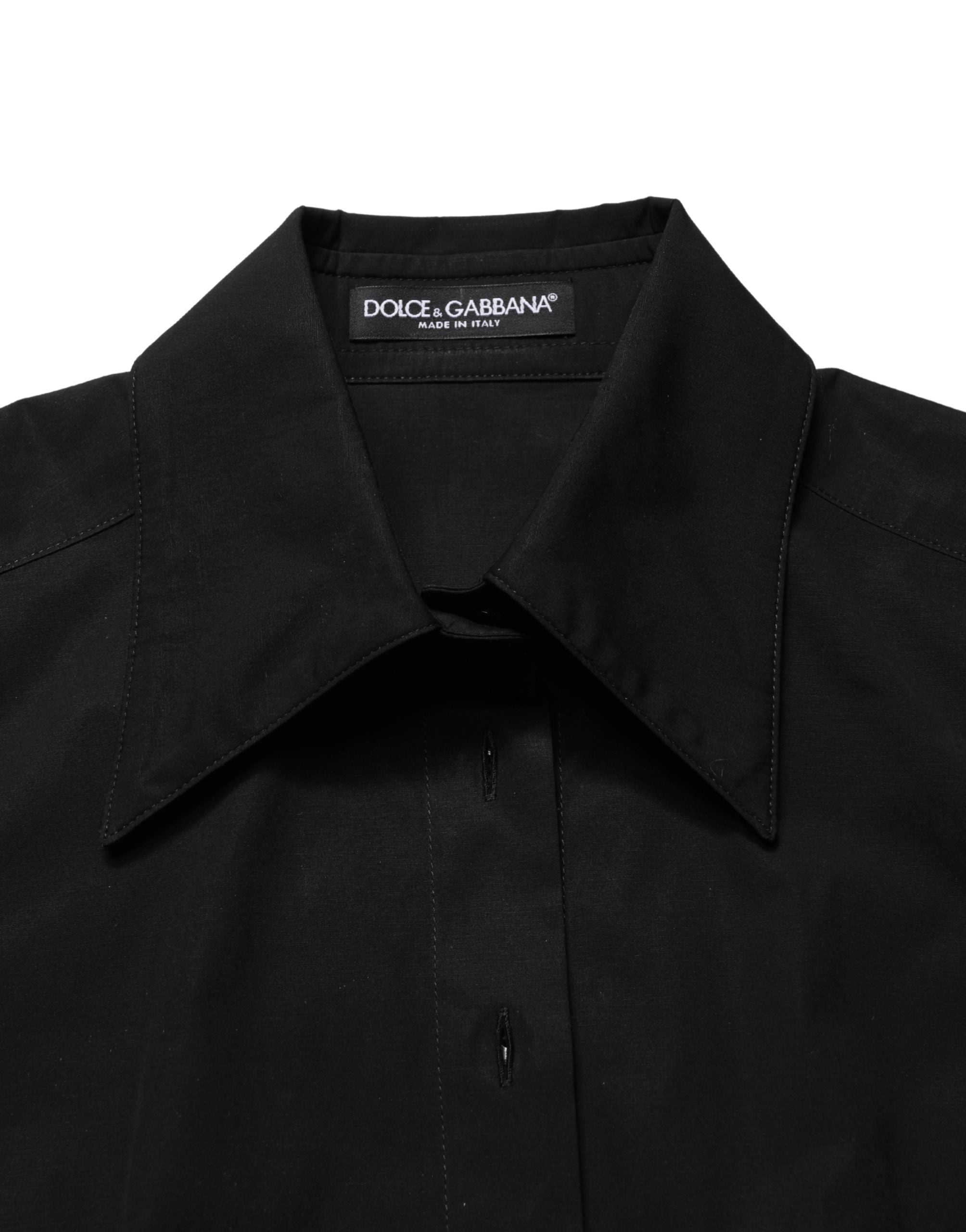 Dolce & Gabbana Schwarze ärmellose Bluse aus Baumwolle mit Kragen
