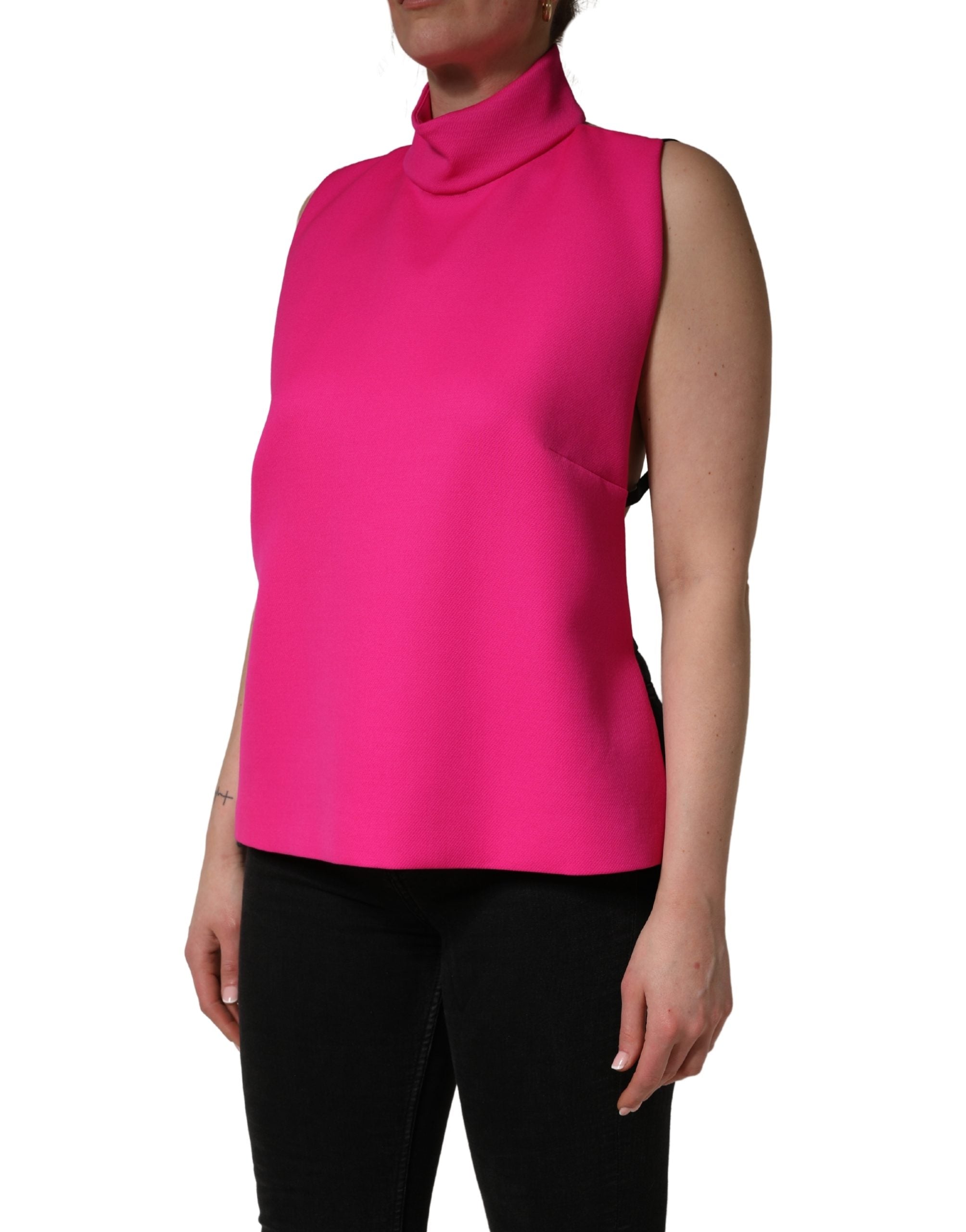 Dolce & Gabbana Ärmelloses Neckholder-Top aus Wolle in Hot Pink