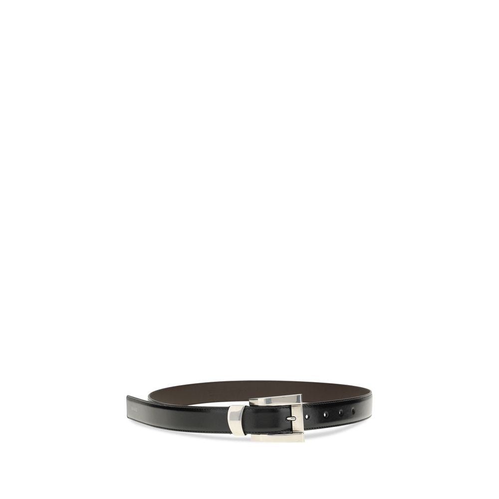 Versace Schwarzer Kalbsleder Bos Taurus Regular Gürtel