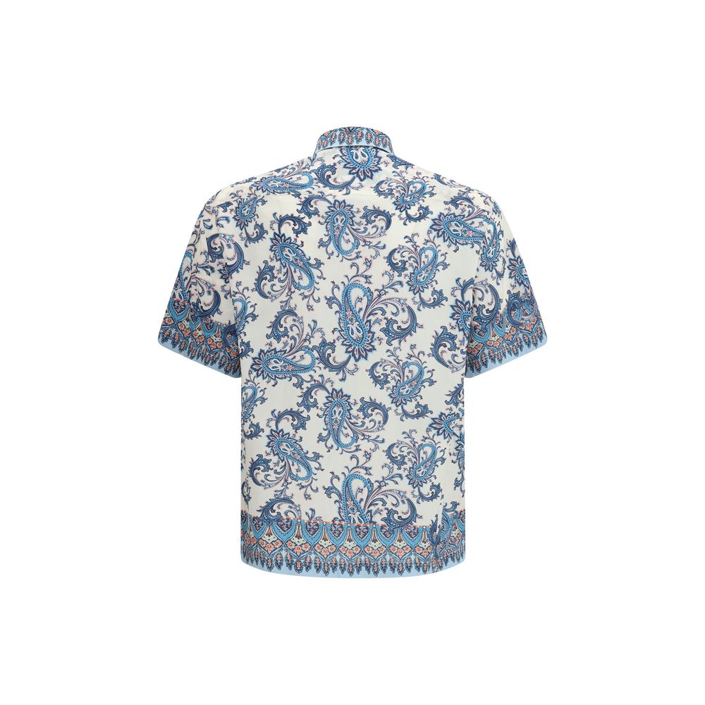 Etro Blaues Baumwollhemd mit Muster