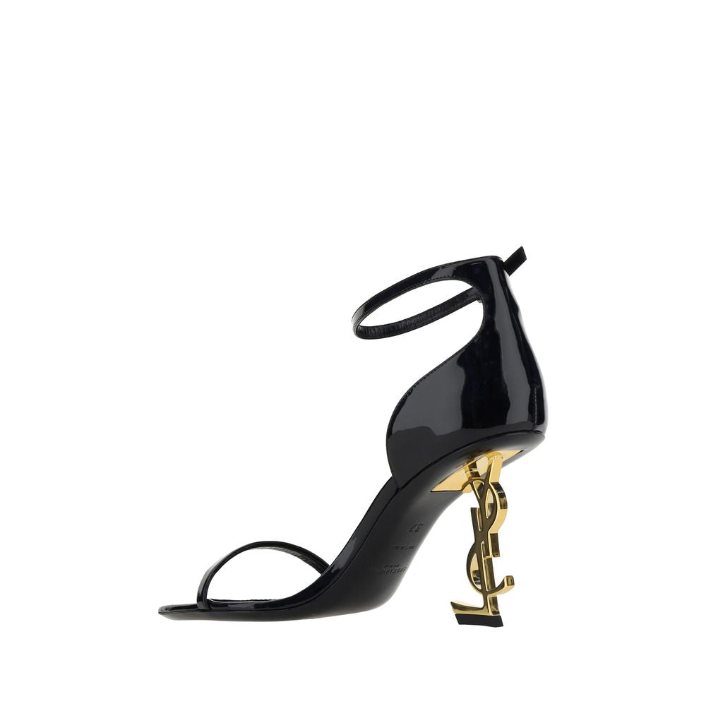 Saint Laurent Schwarze Bos Taurus Kalbsleder-Sandalen mit Stilettoabsatz