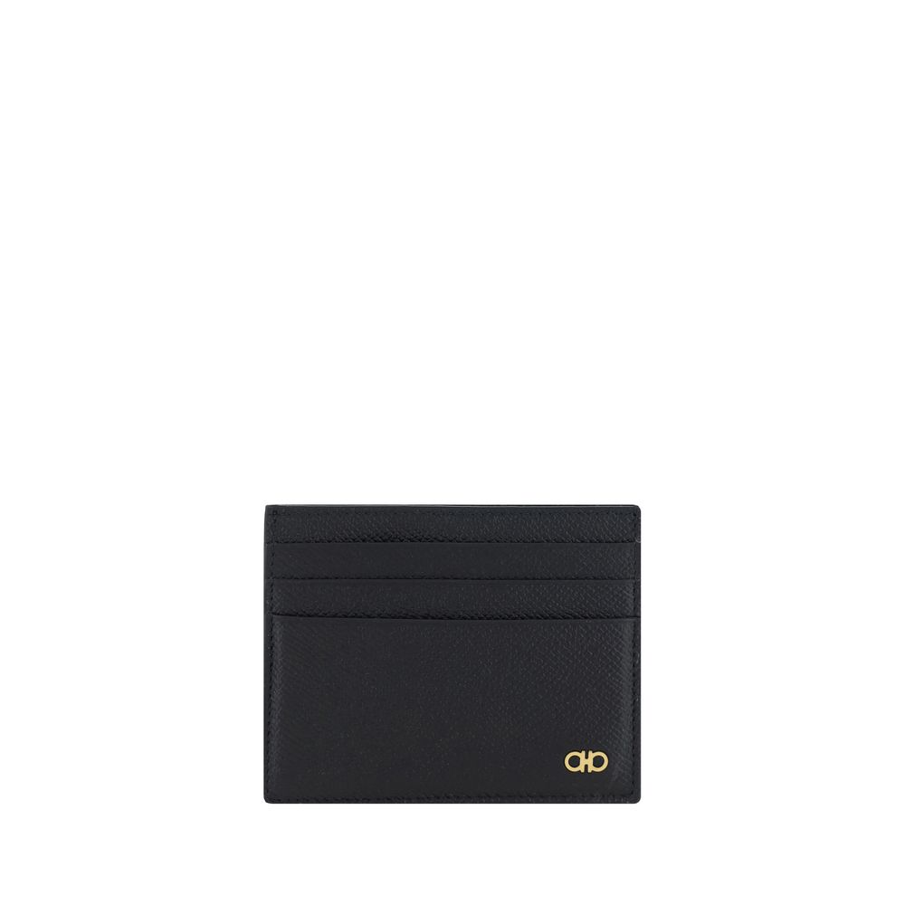 Ferragamo Schwarzes Kalbsleder Bos Taurus Portemonnaie