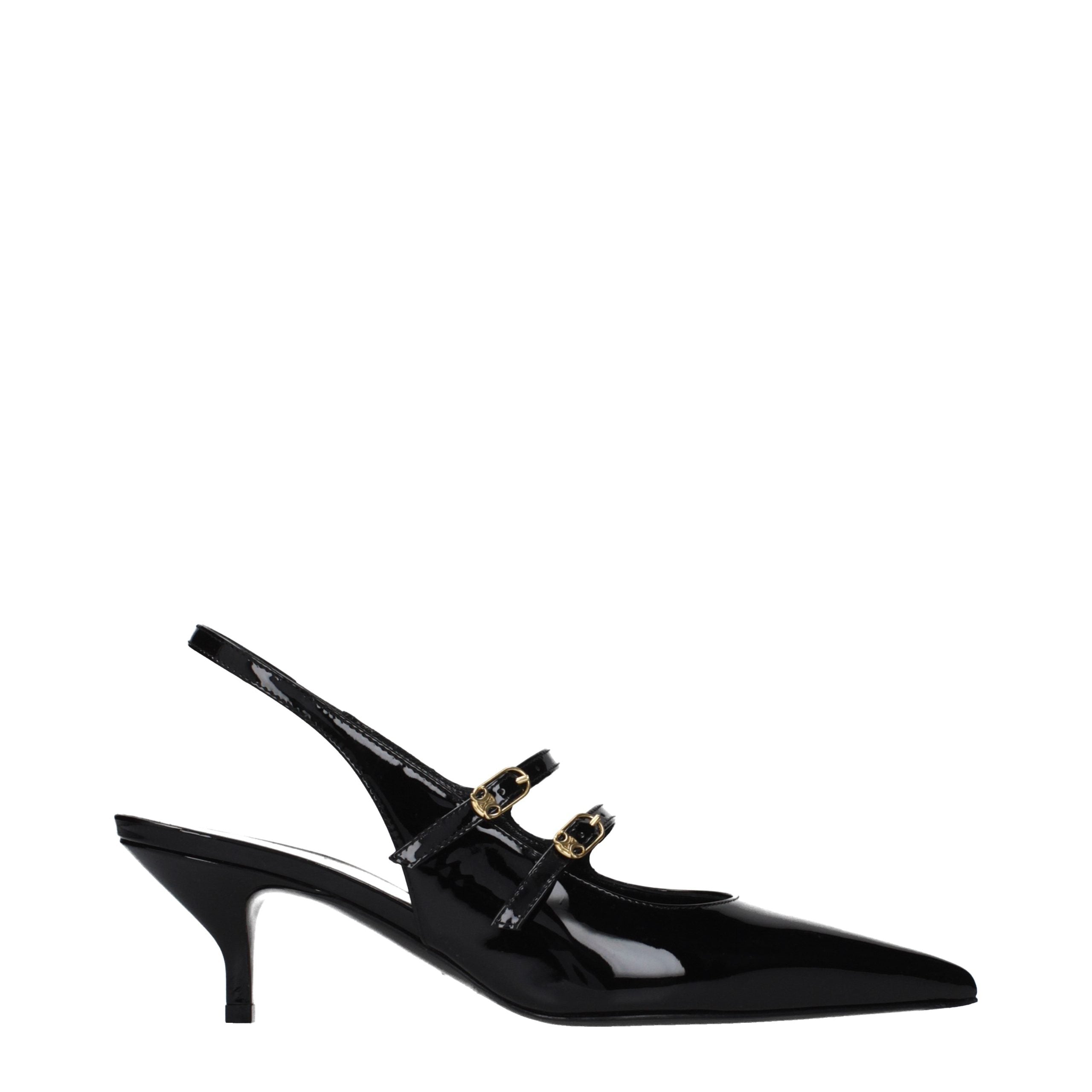 Celine Schwarze Ledersandalen