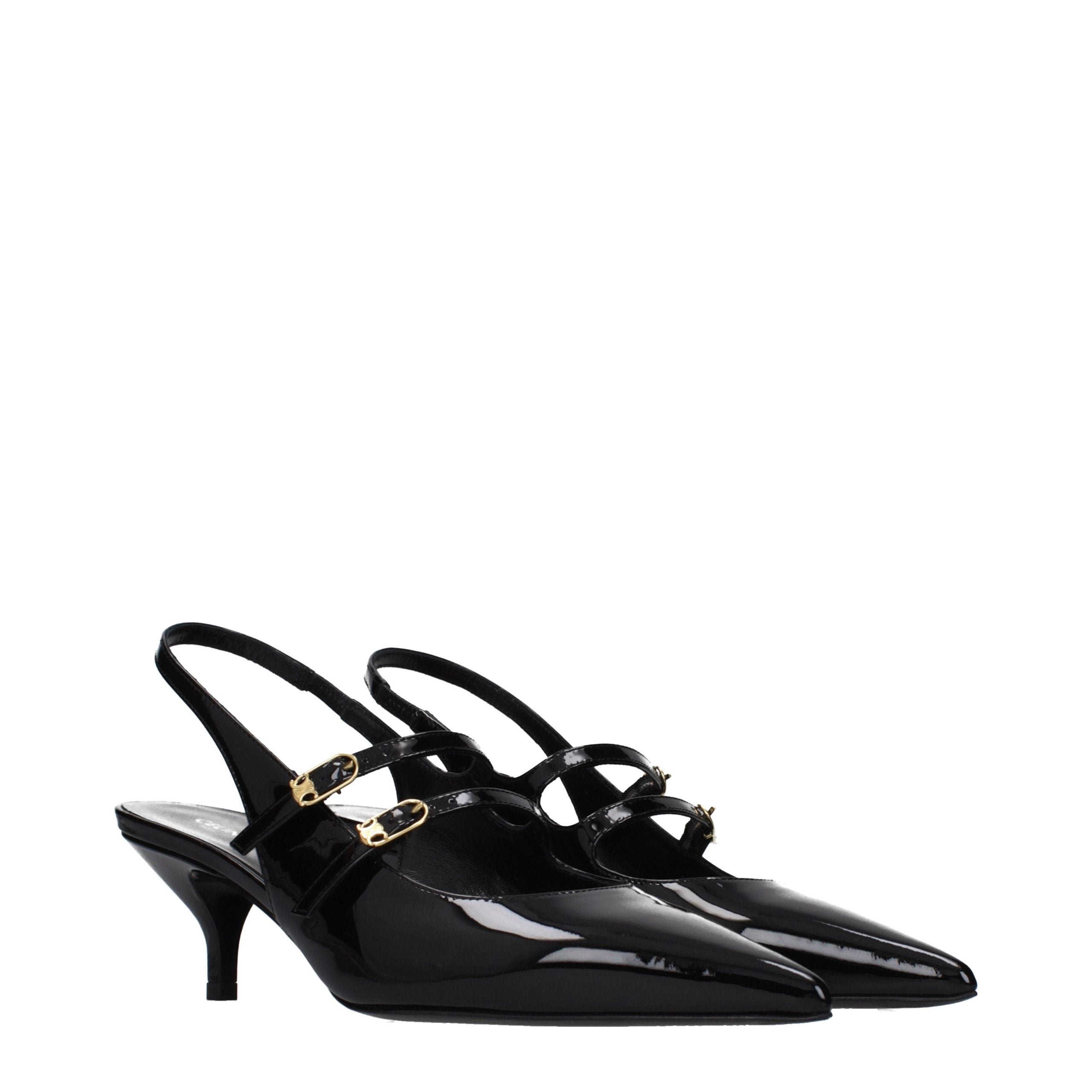 Celine Schwarze Ledersandalen
