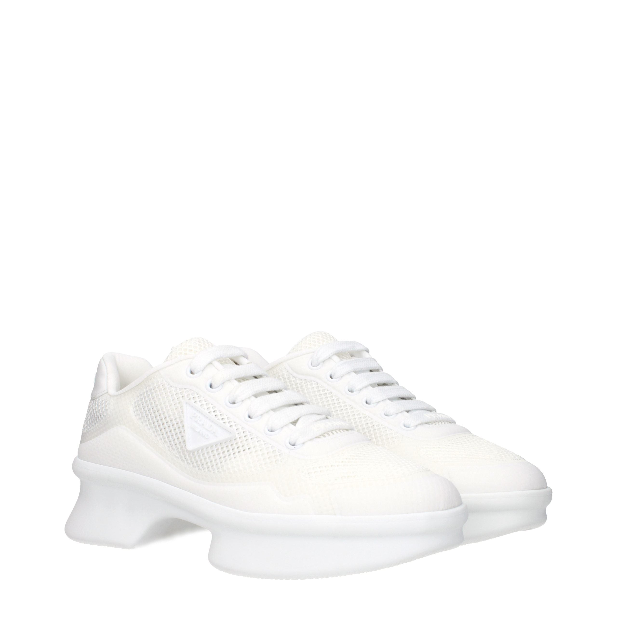 Prada Weiße Stoff-Sneaker im Athletic-Look