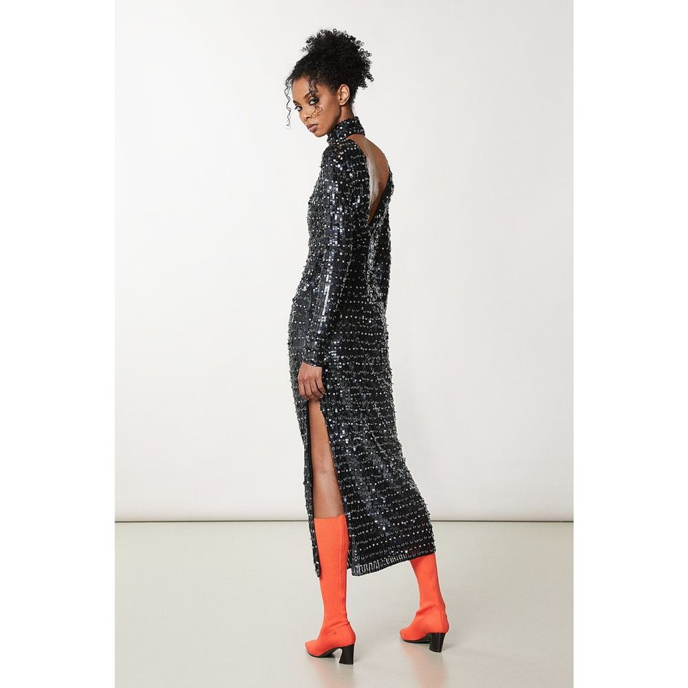 Patrizia Pepe Goldfarbenes Polyamid-Cocktailkleid