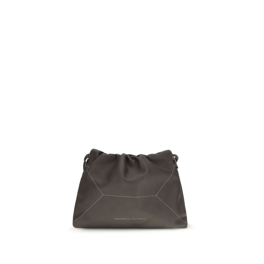 Brunello Cucinelli Braune Kalbsleder Bos Taurus Schultertasche