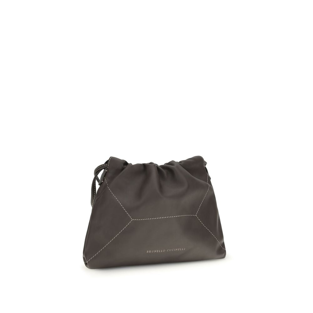 Brunello Cucinelli Braune Kalbsleder Bos Taurus Schultertasche